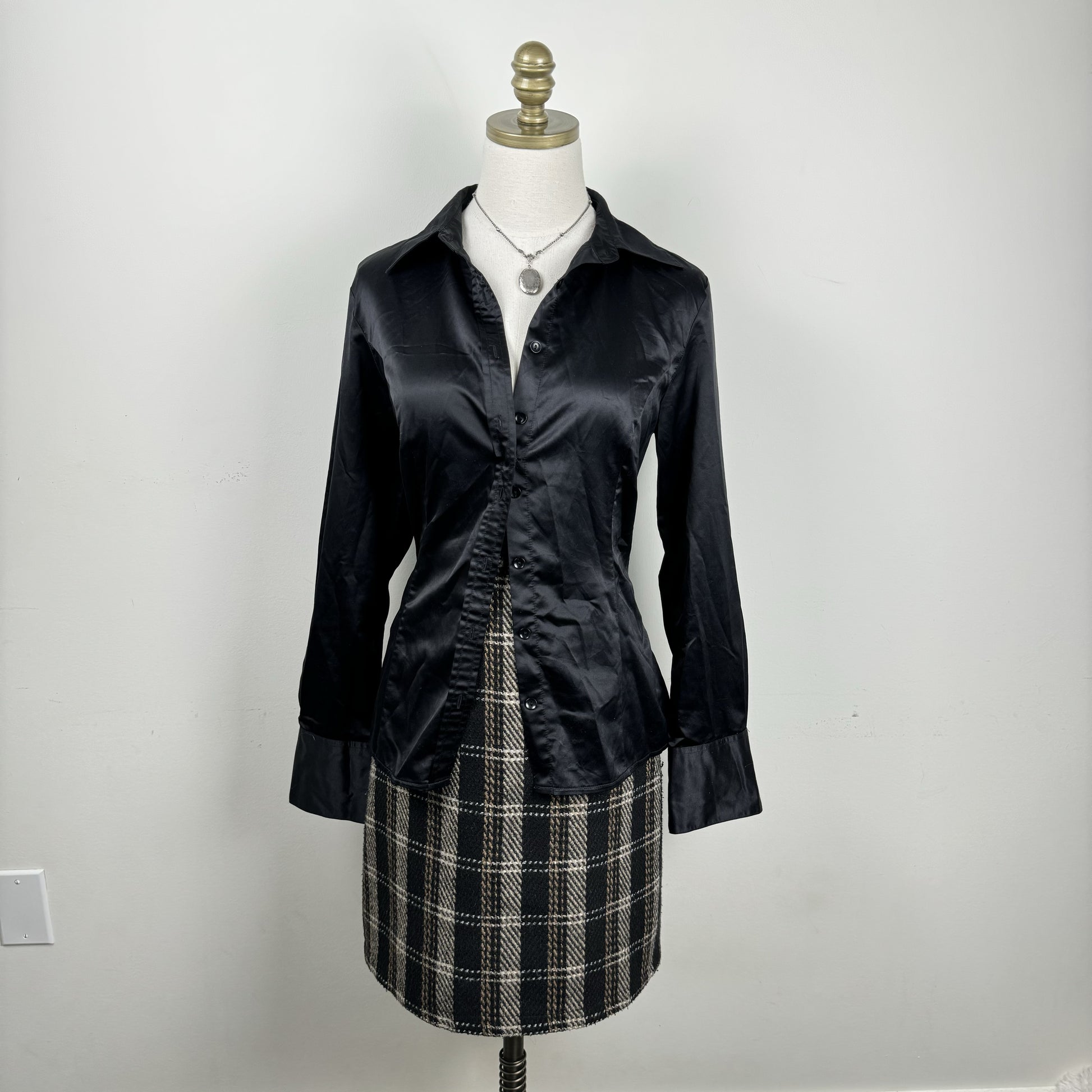 Black Satin Button Up Shirt – view 4