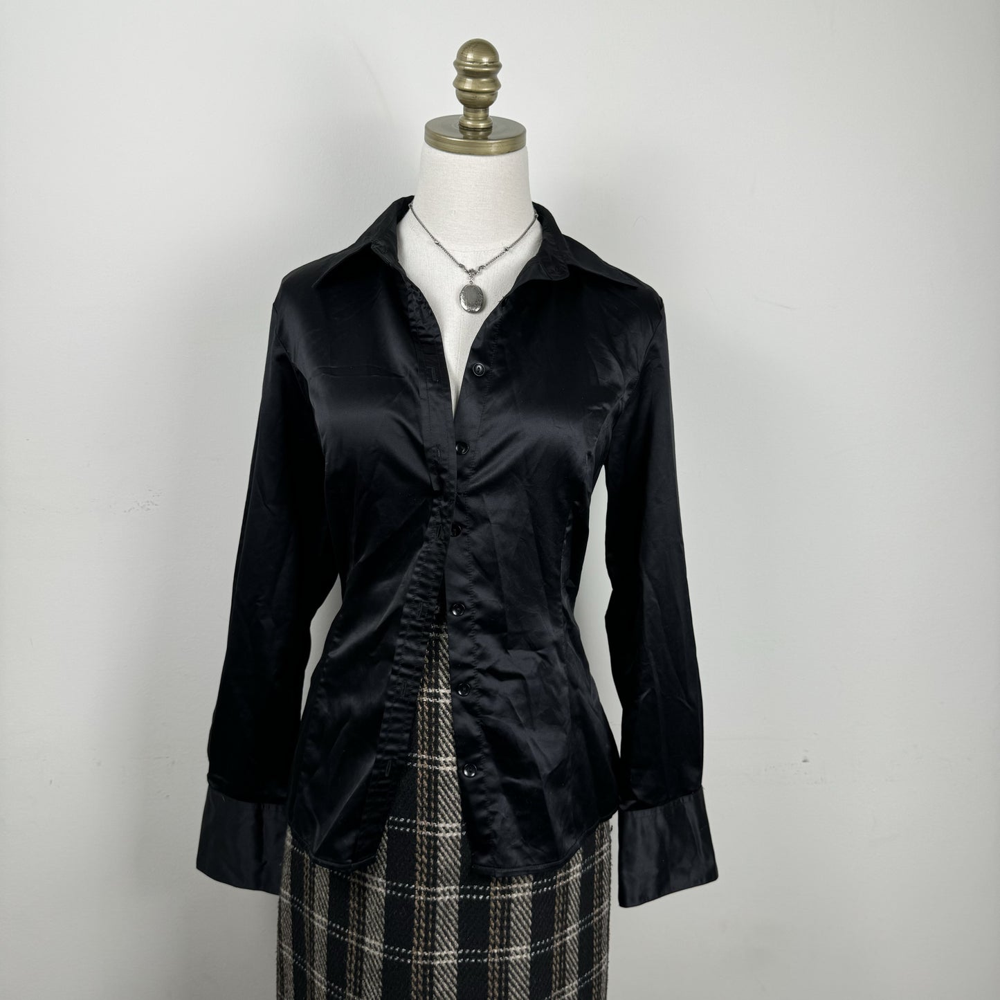 Black Satin Button Up Shirt – view 5