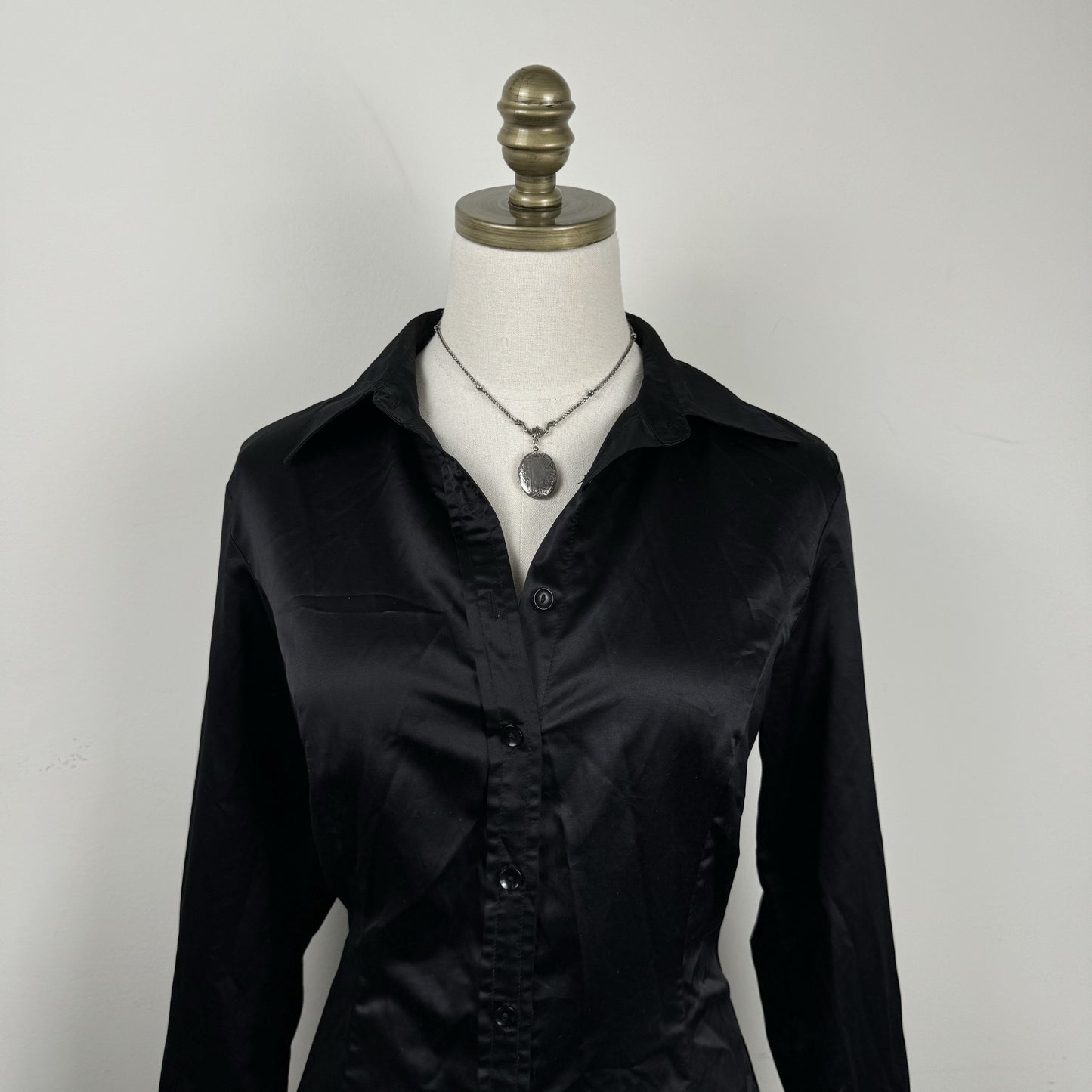 Black Satin Button Up Shirt – view 6