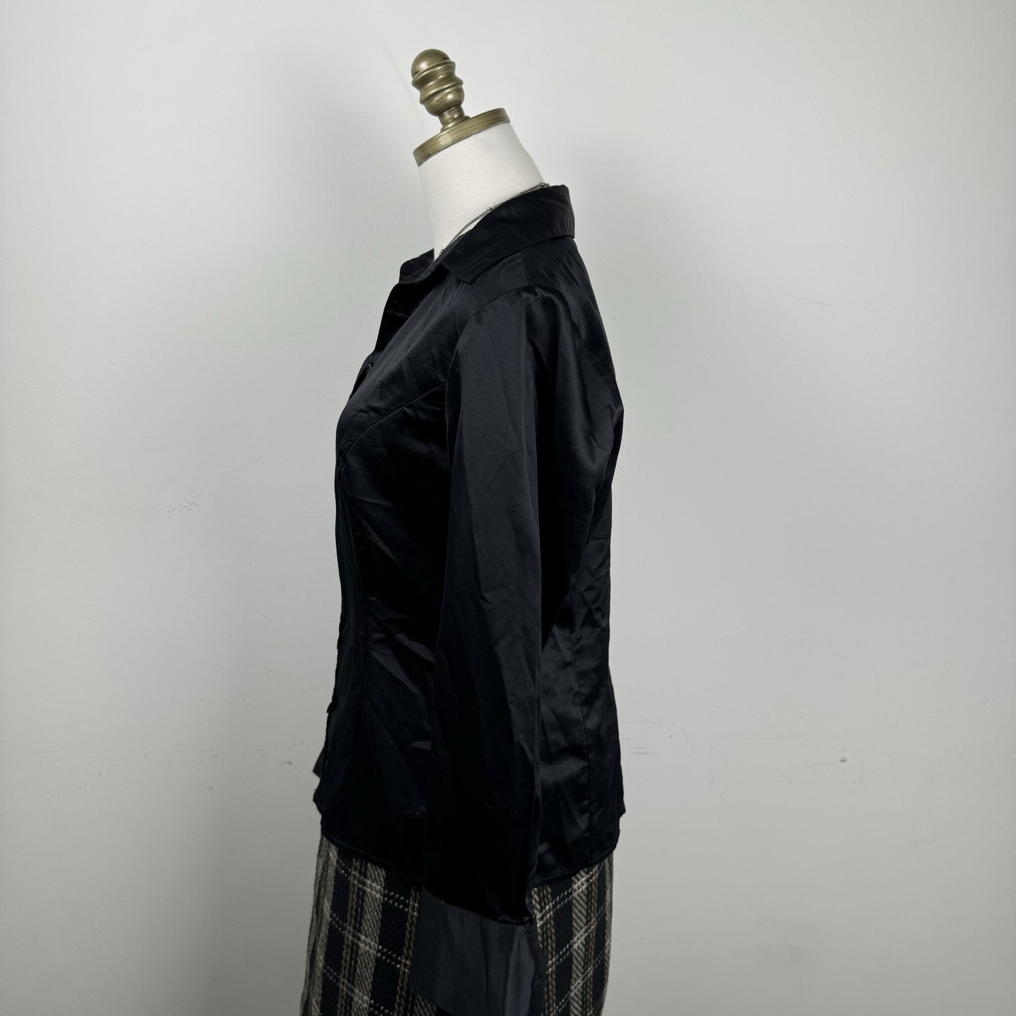Black Satin Button Up Shirt – view 7