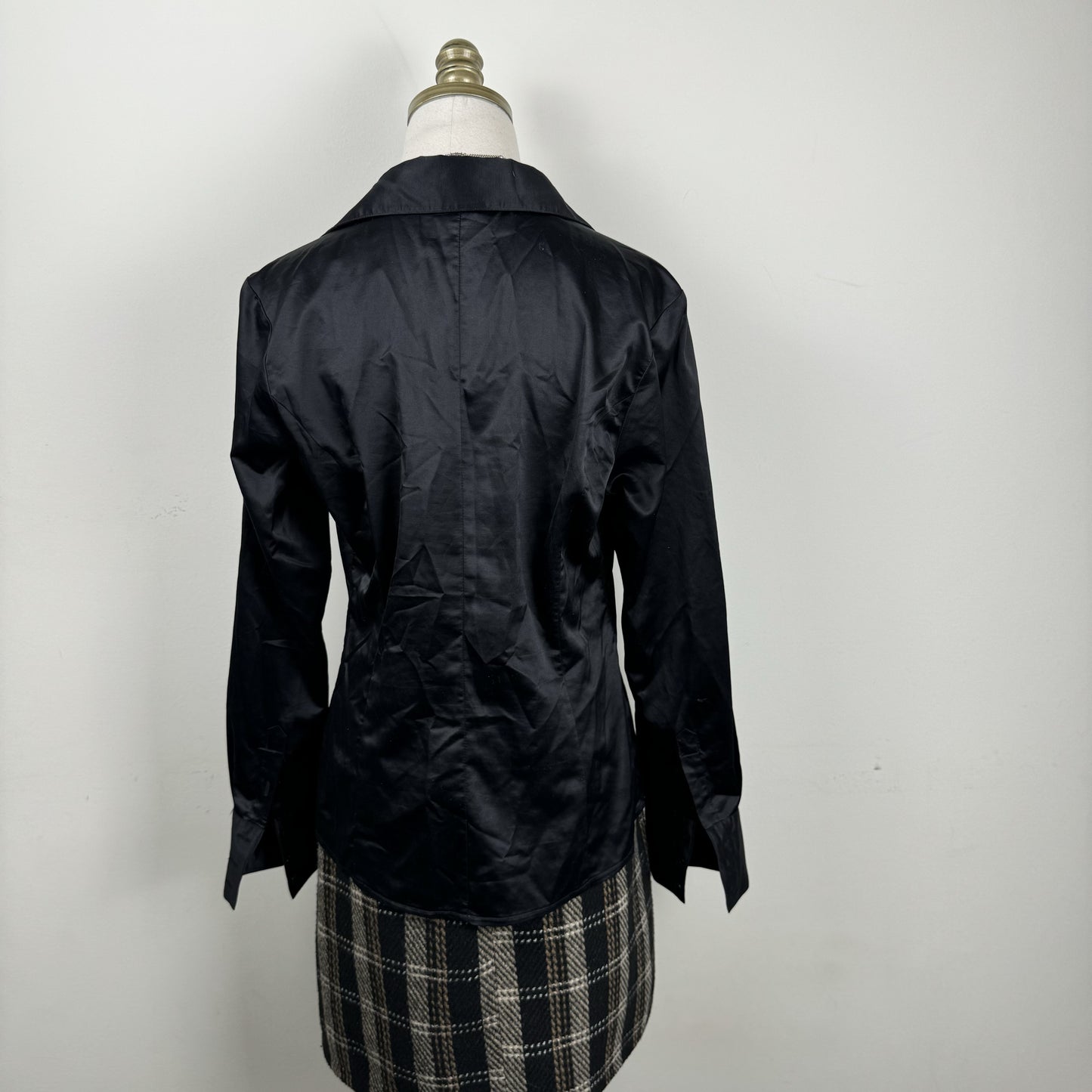 Black Satin Button Up Shirt – view 8