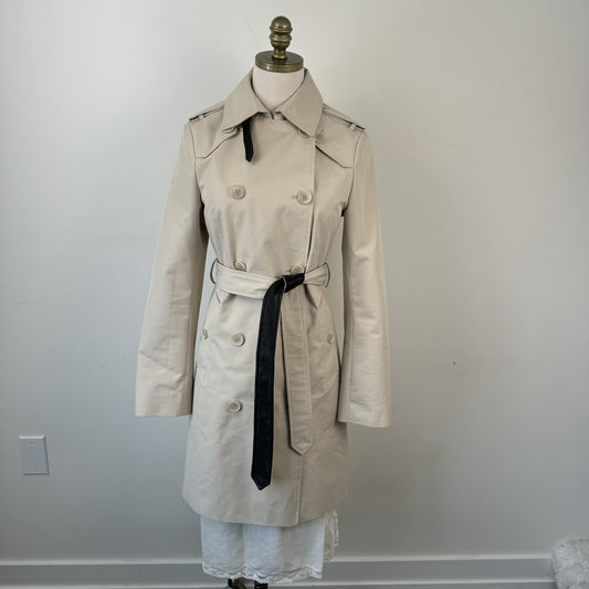 Danier Beige Leather Trim Trench Coat – view 1