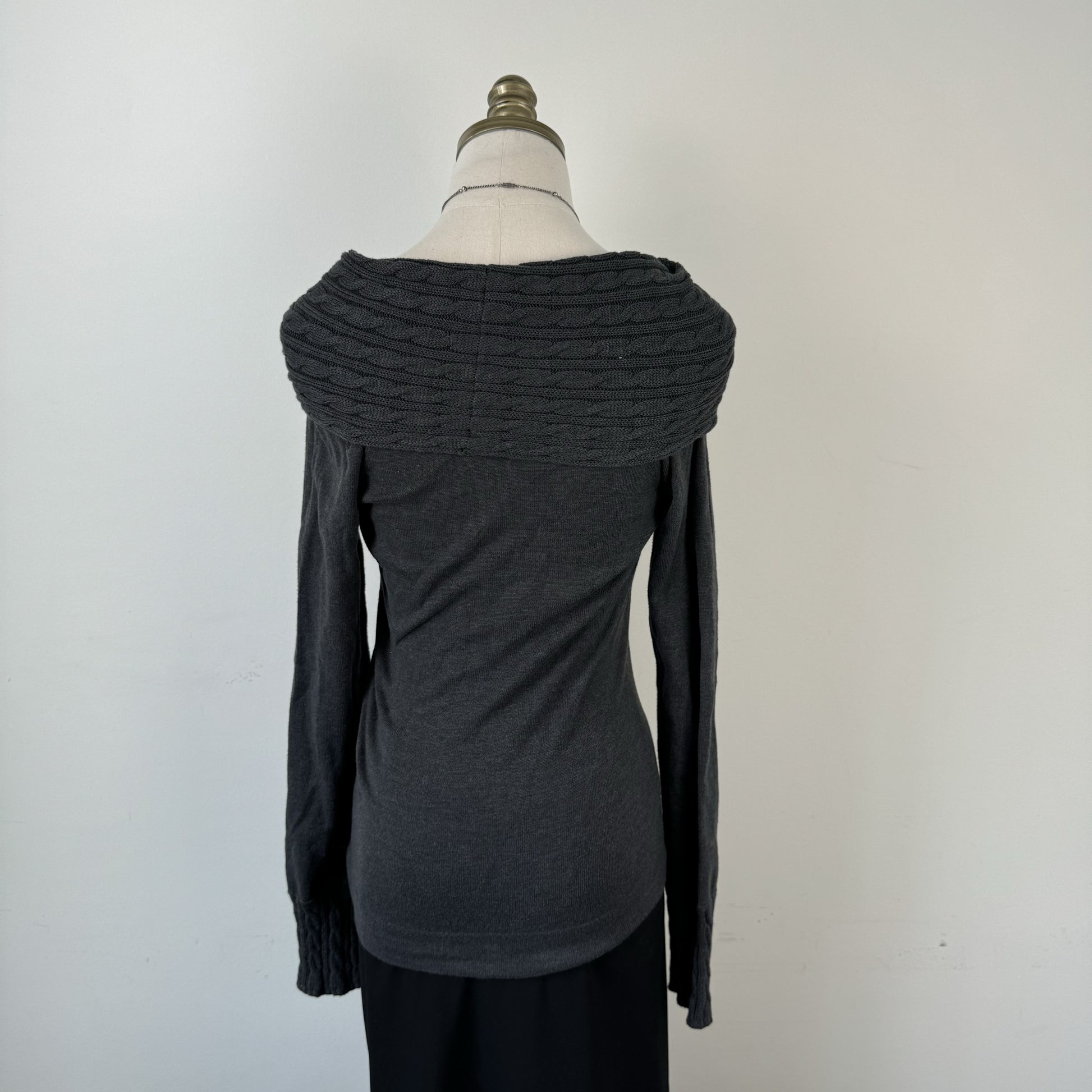 Dark Grey Off Shoulder Sweater – view 5