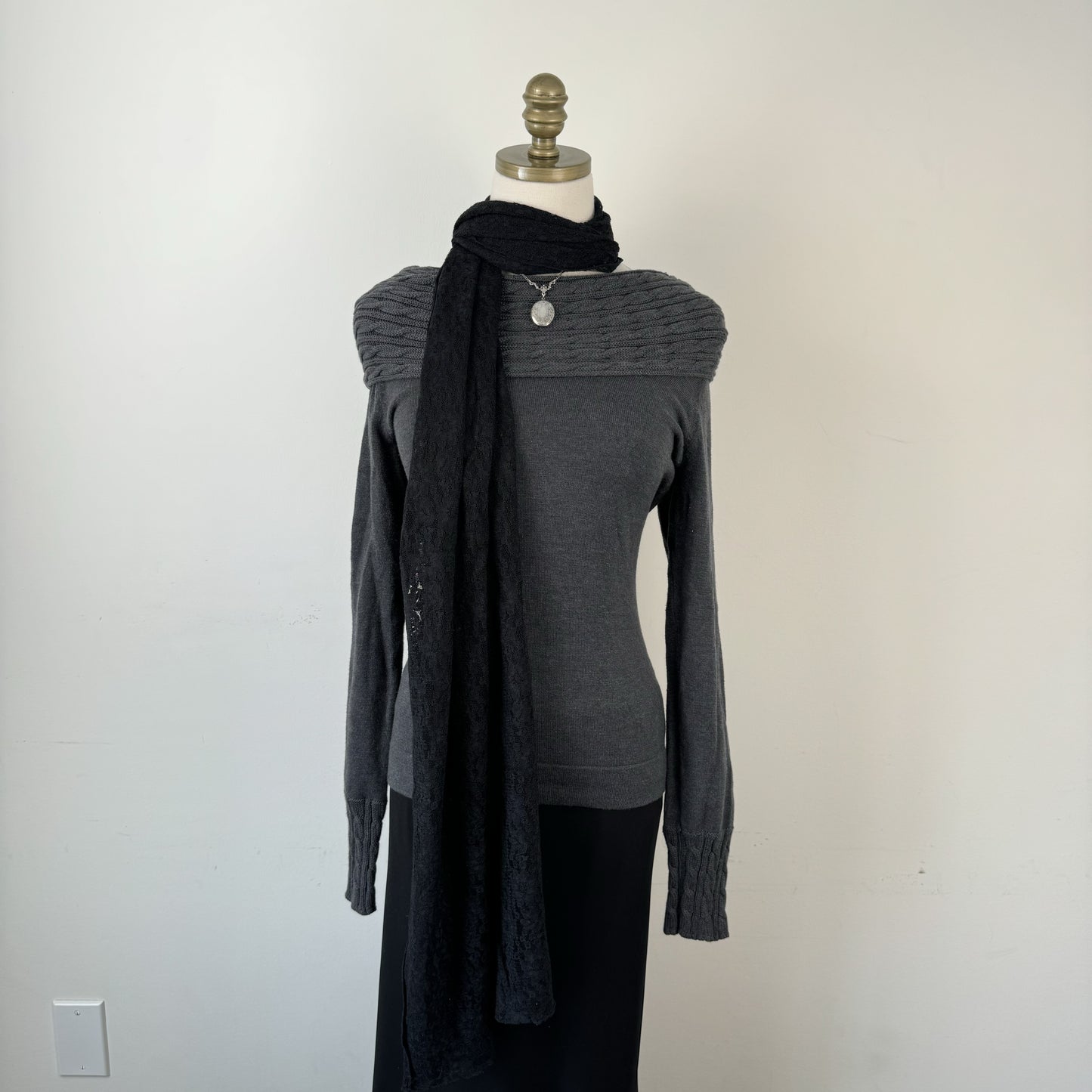 Black Lace Shawl / Scarf – view 1