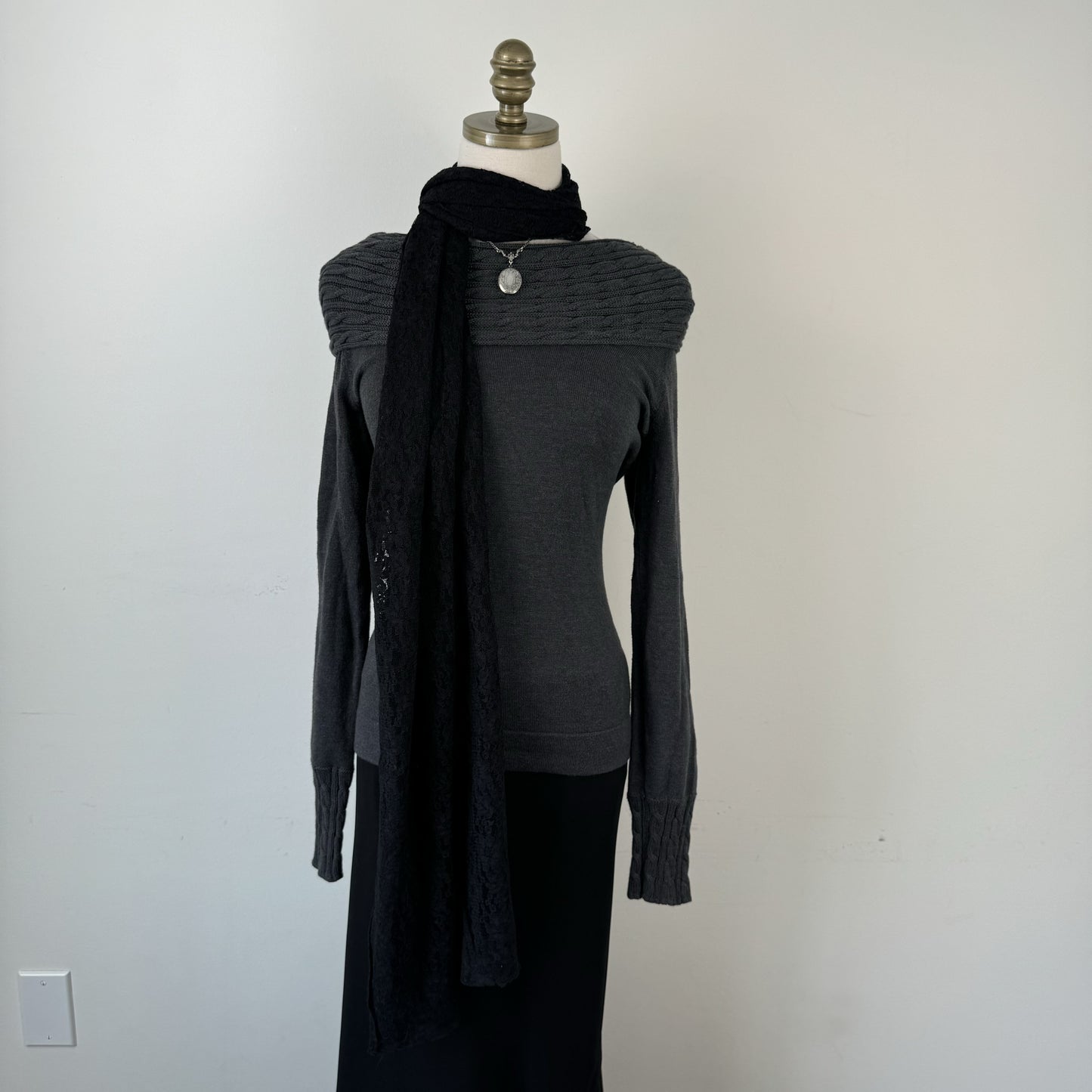 Black Lace Shawl / Scarf – view 2
