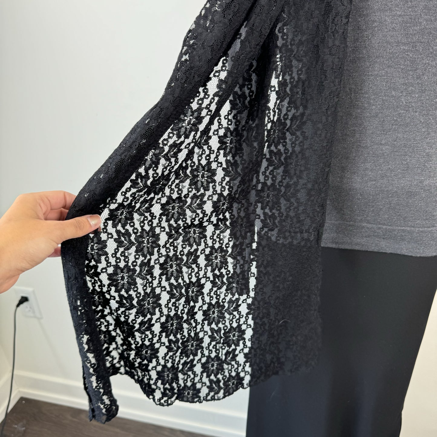 Black Lace Shawl / Scarf – view 3