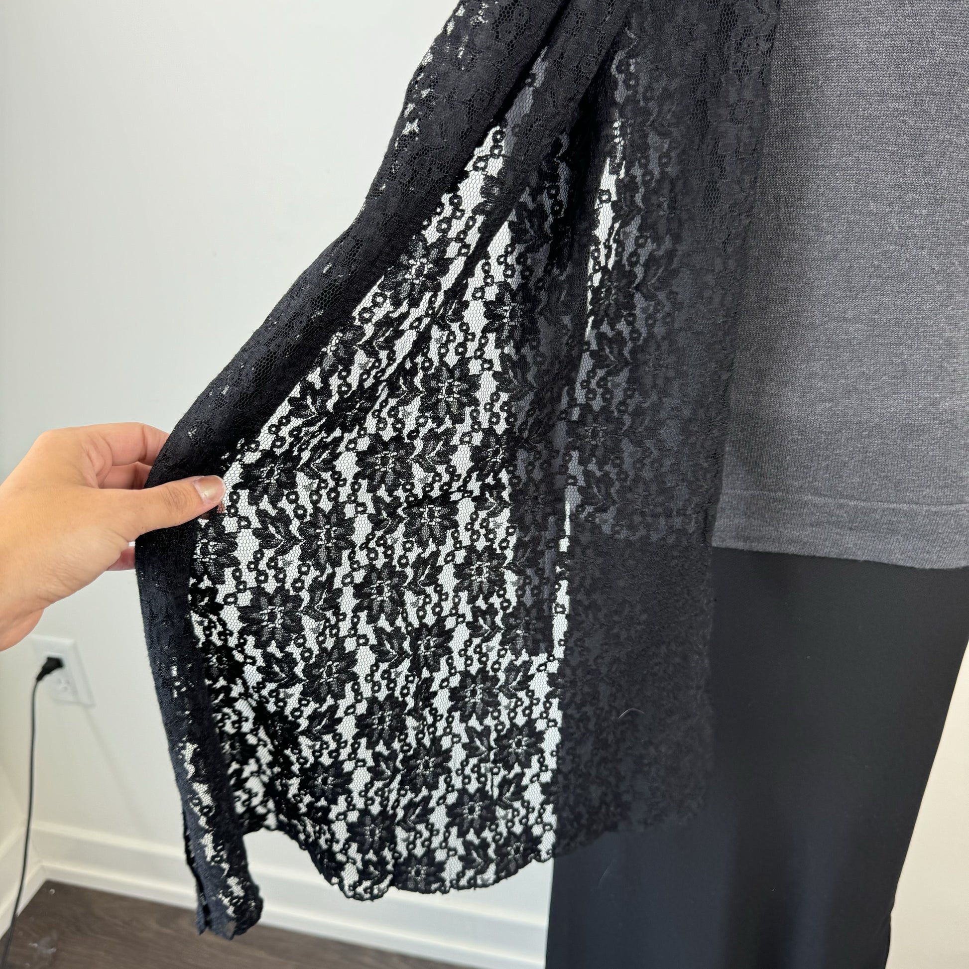 Black Lace Shawl / Scarf – view 3