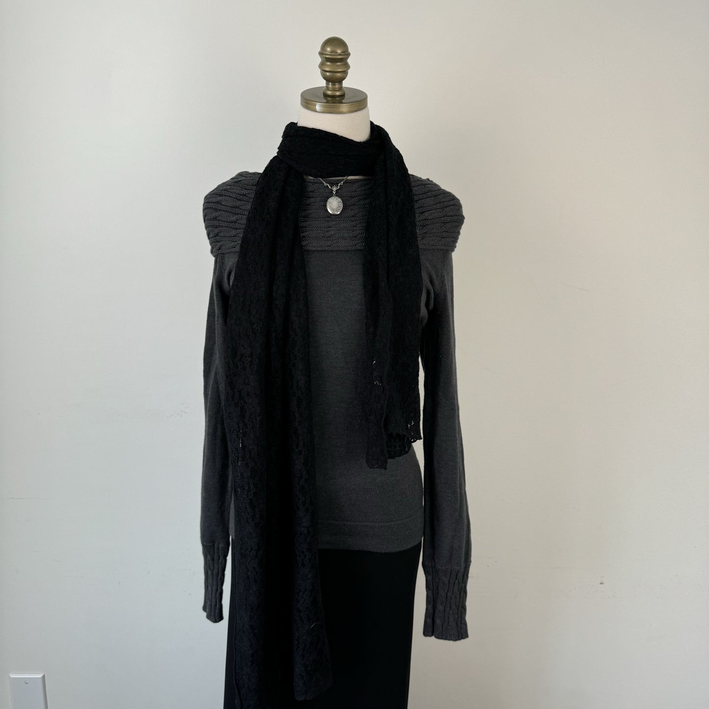 Black Lace Shawl / Scarf – view 5