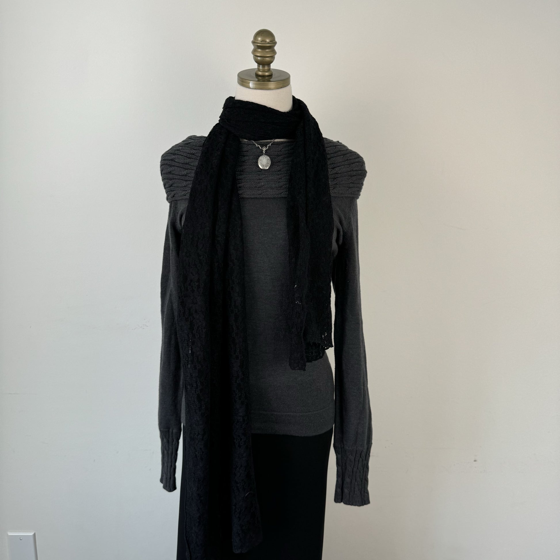 Black Lace Shawl / Scarf – view 5