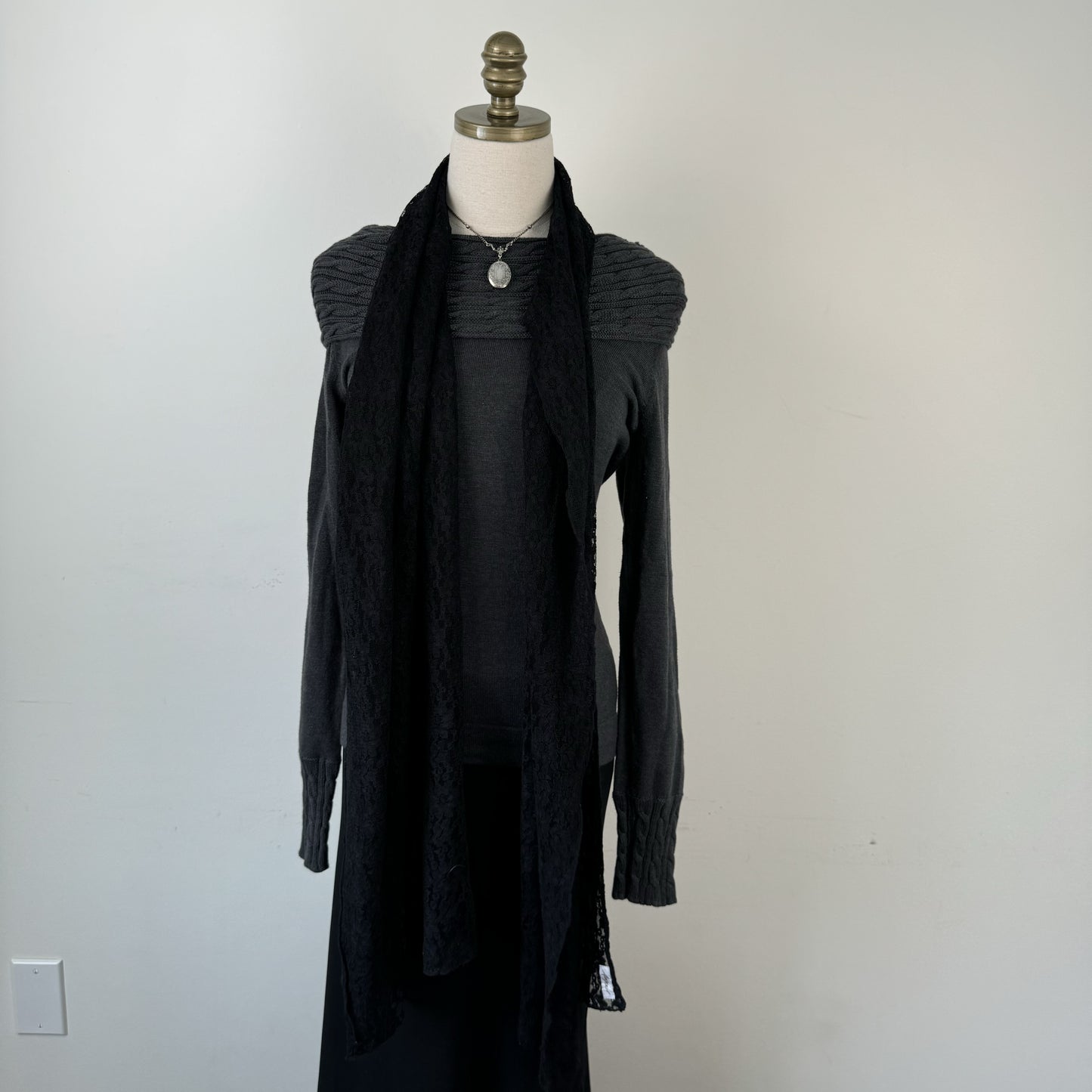 Black Lace Shawl / Scarf – view 6