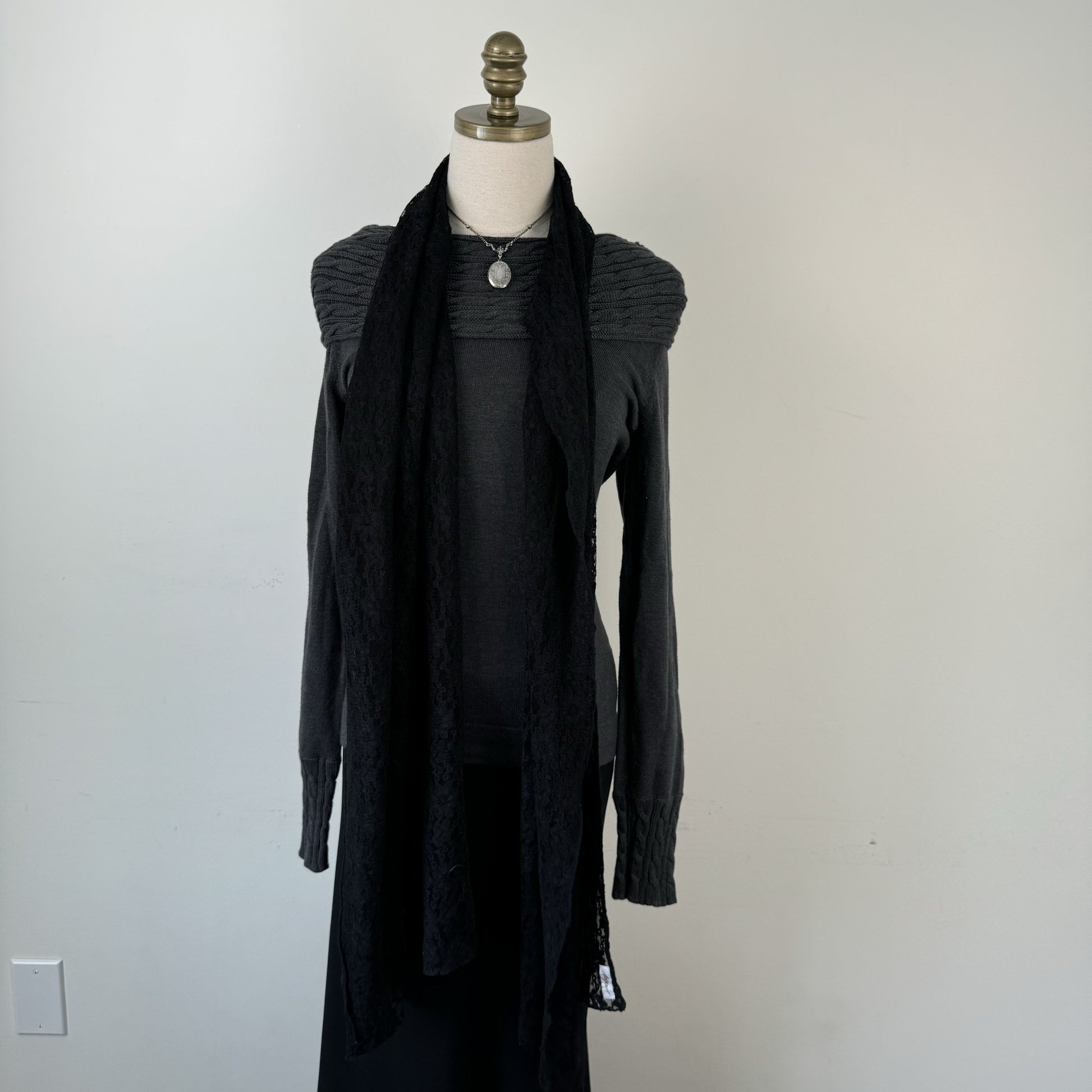 Black Lace Shawl / Scarf – view 6