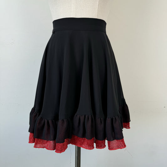Black & Red Ruffle Trim Mini Skirt – view 1