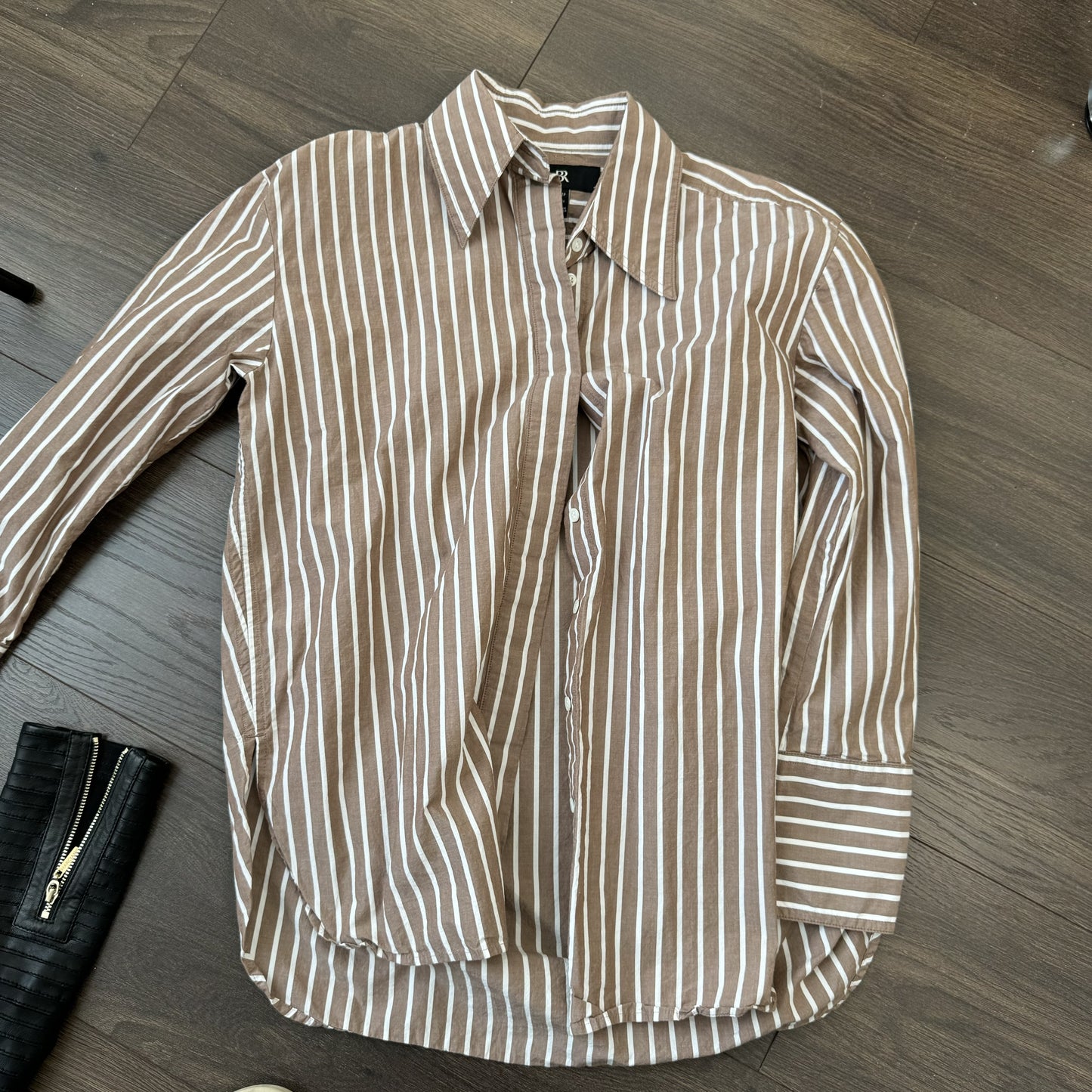 Brown Striped Button Up Top – view 9