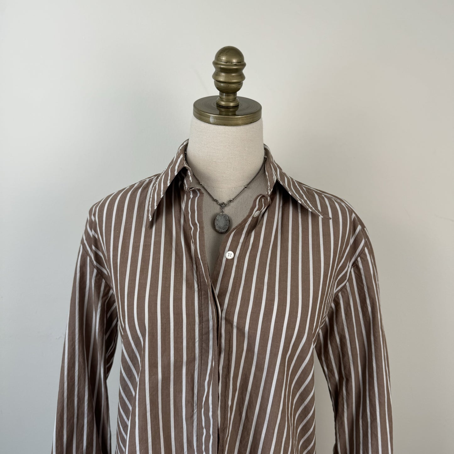 Brown Striped Button Up Top – view 5