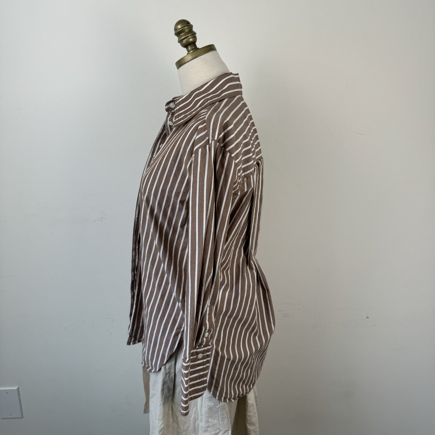 Brown Striped Button Up Top – view 6