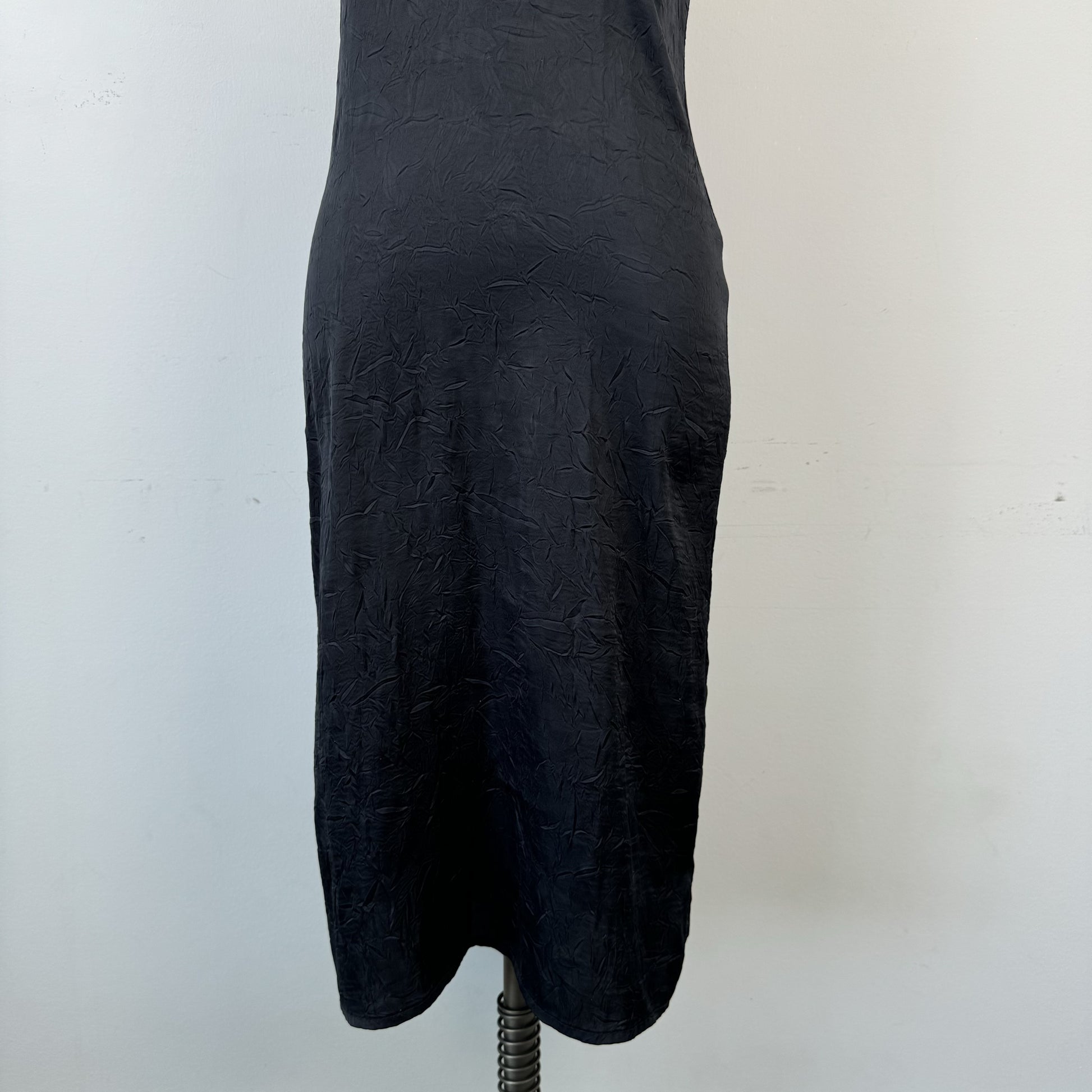 Y2K Black Satin Slip Dress with Rosette – view 4