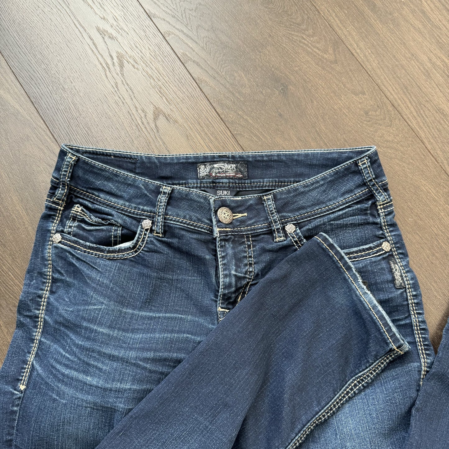 Silver Y2K Slim Straight Jeans – view 9