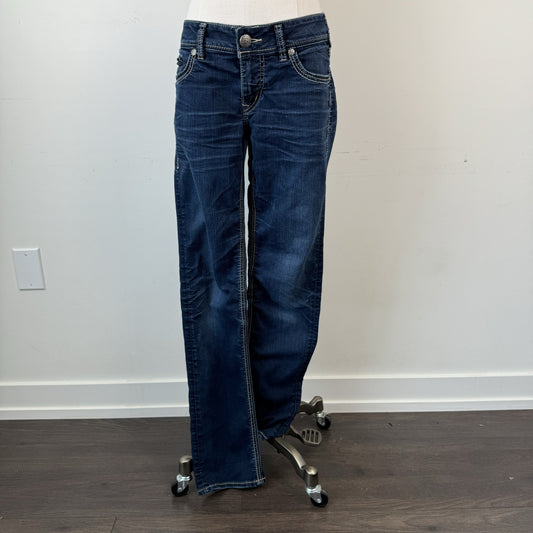 Silver Y2K Slim Straight Jeans – view 1