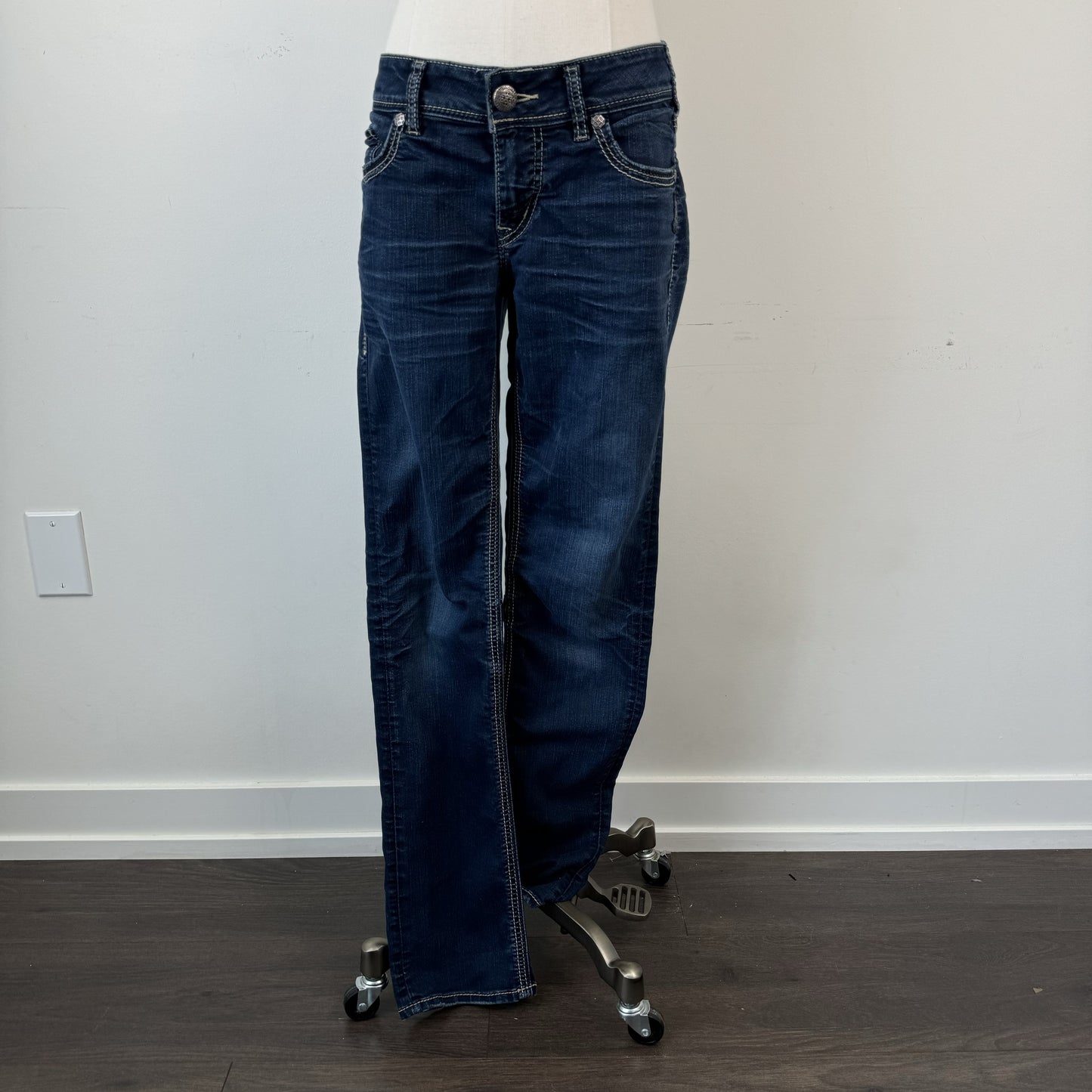 Silver Y2K Slim Straight Jeans – view 3