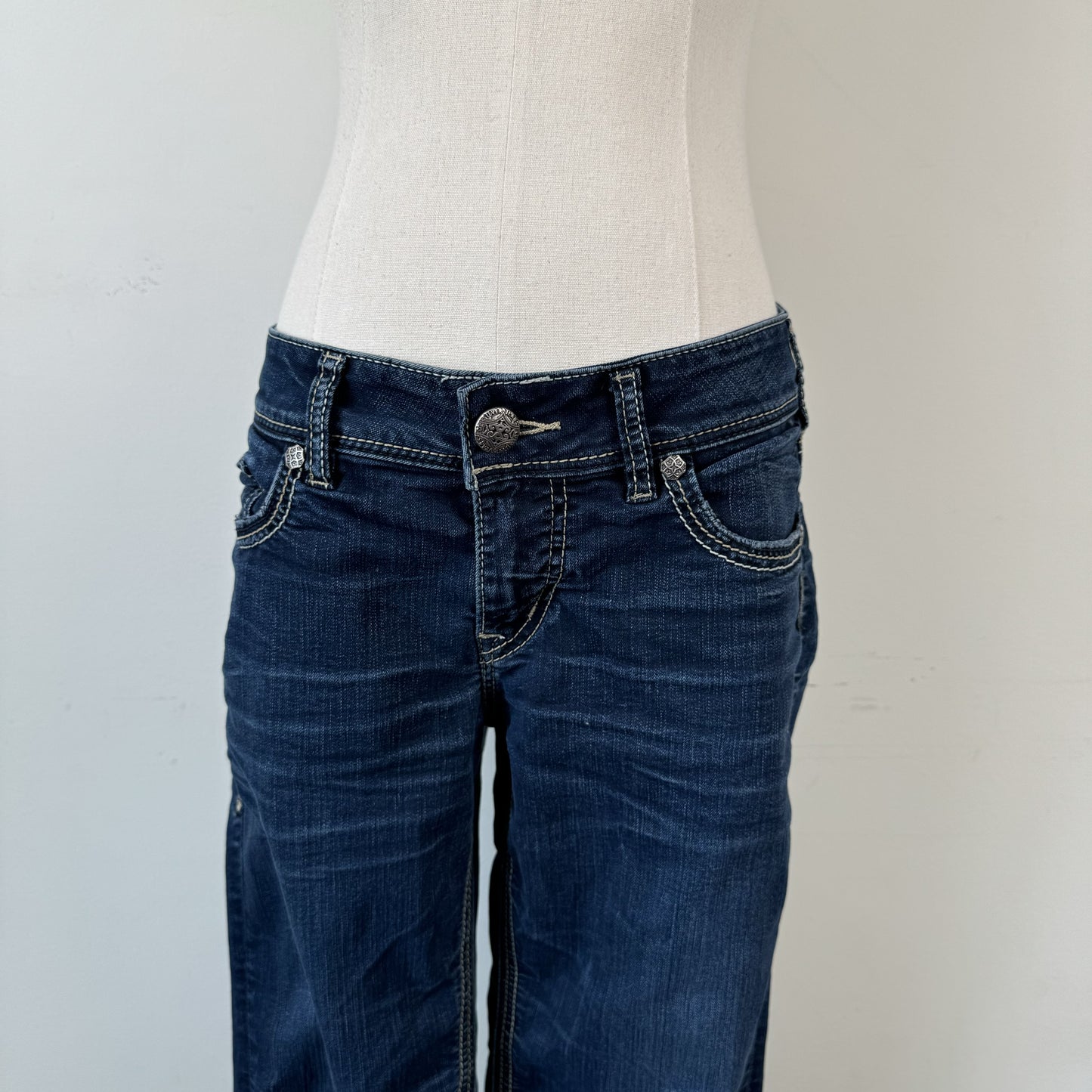 Silver Y2K Slim Straight Jeans – view 4