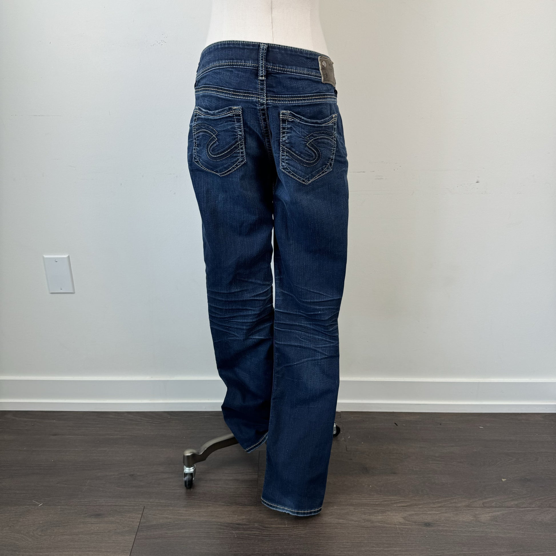 Silver Y2K Slim Straight Jeans – view 7