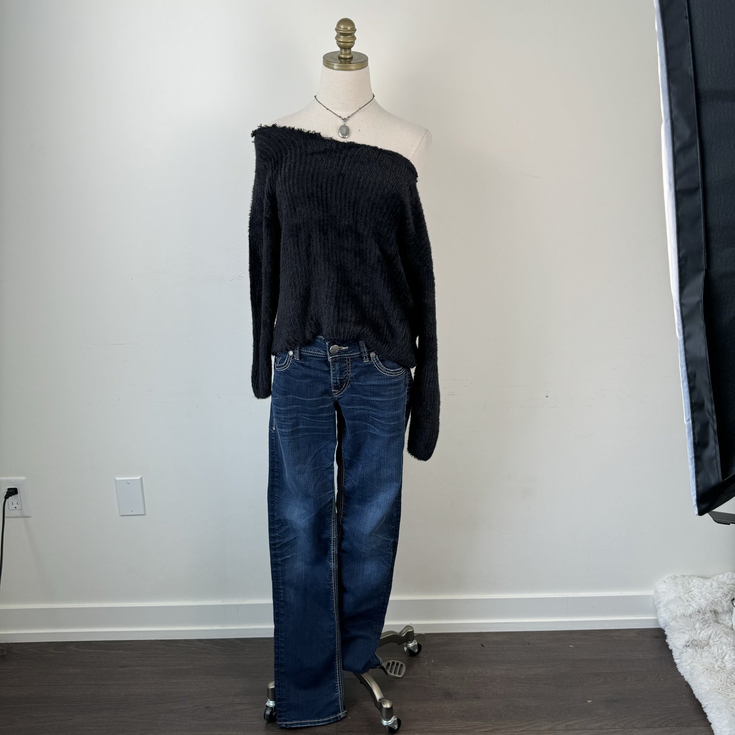 Off Shoulder Fuzzy Knit Sweater – view 2