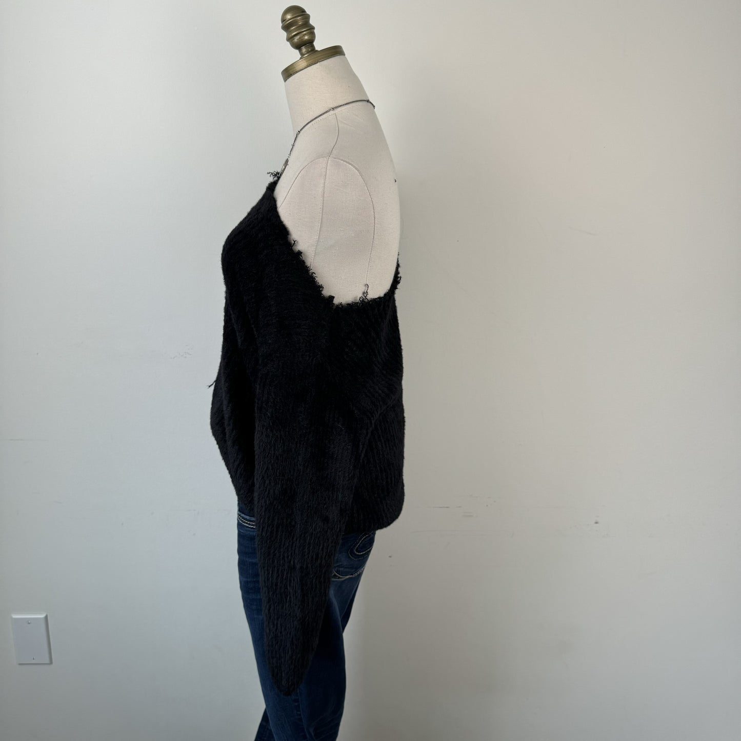 Off Shoulder Fuzzy Knit Sweater – view 4