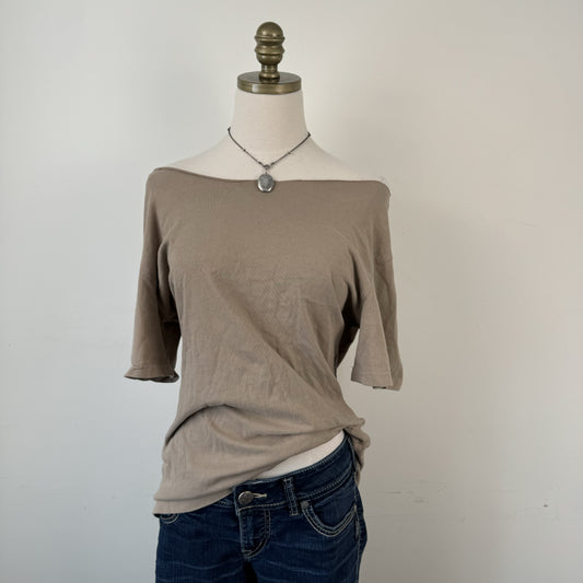 Camel Off Shoulder Short Sleeve Top – view 6