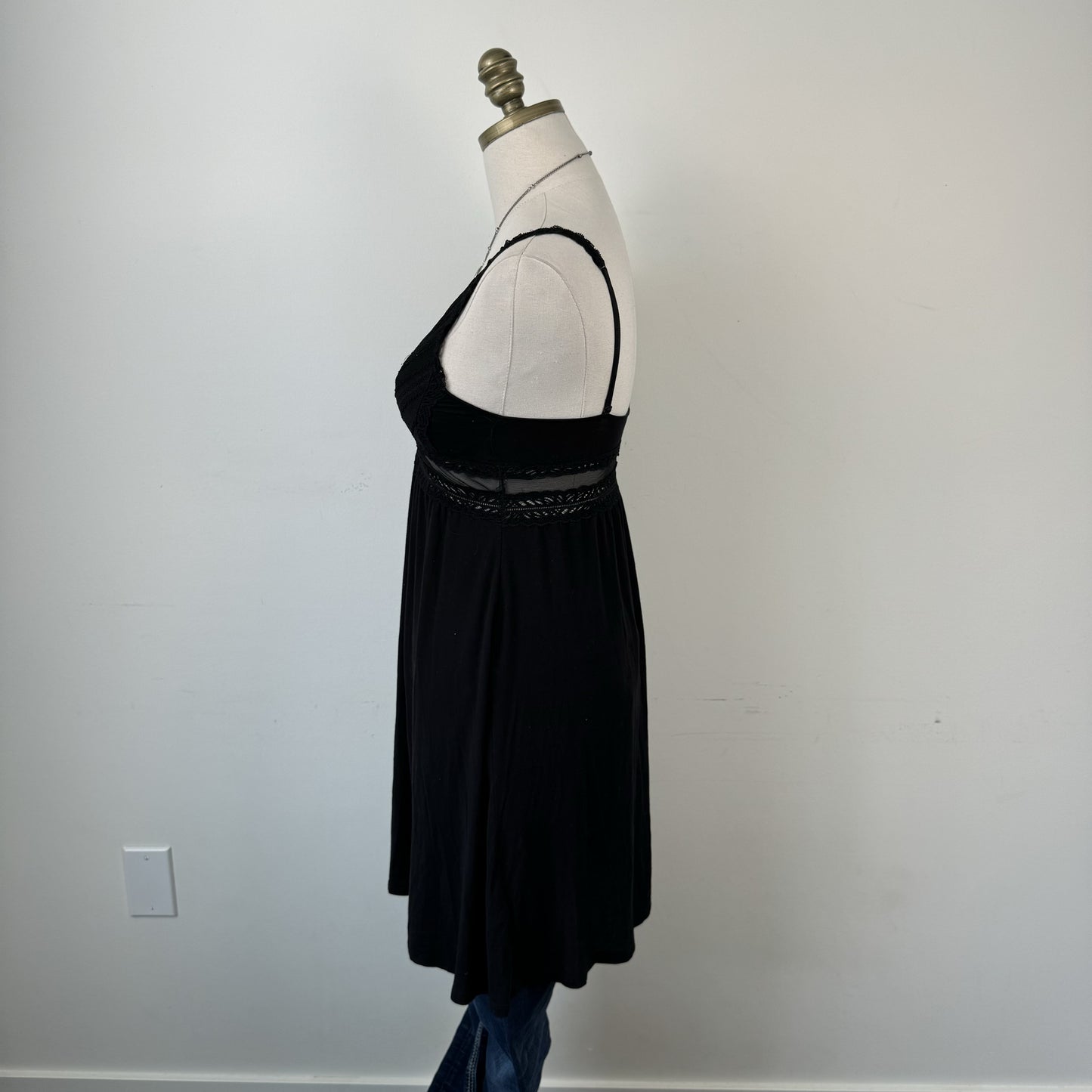Black Babydoll Lace Trim Slip Dress – view 4