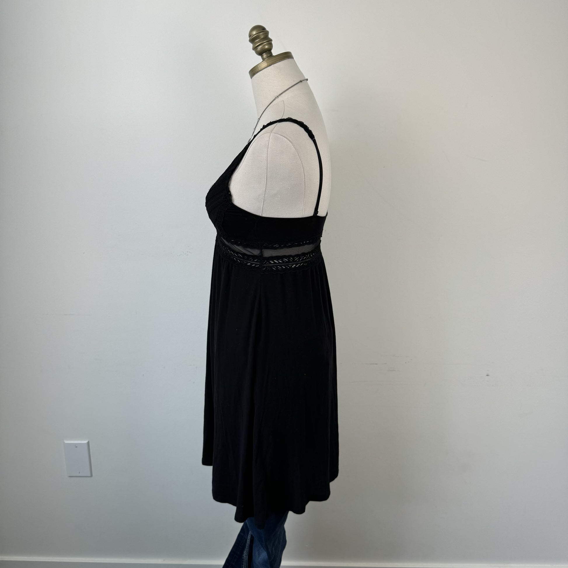 Black Babydoll Lace Trim Slip Dress – view 4