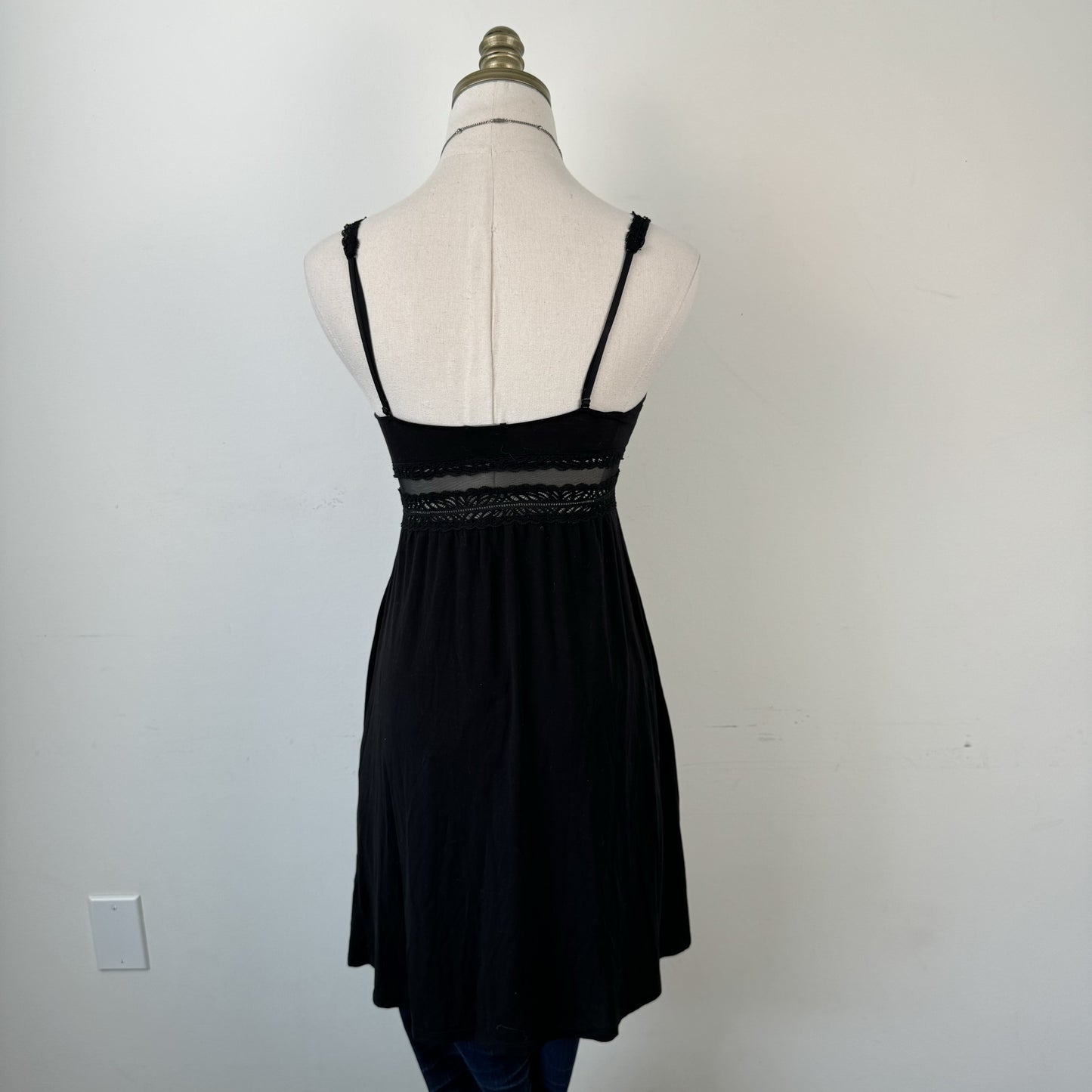 Black Babydoll Lace Trim Slip Dress – view 5
