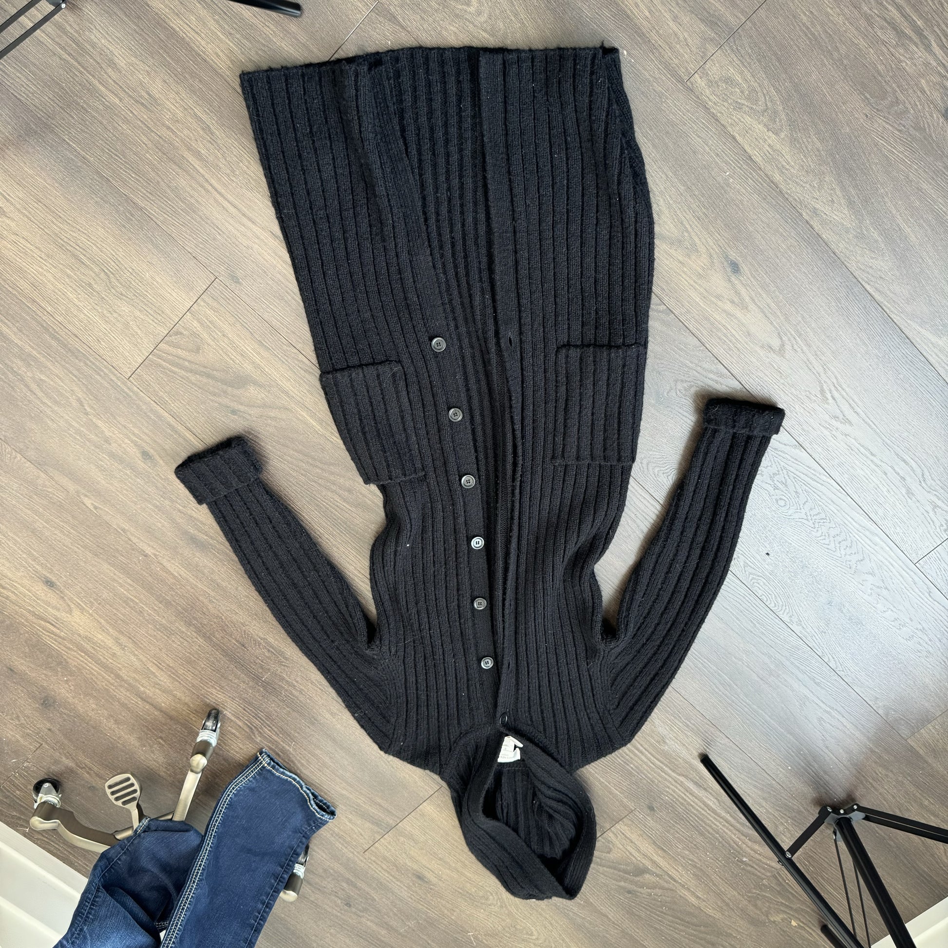 Vintage Black Fitted Button Up Maxi Cardigan – view 10