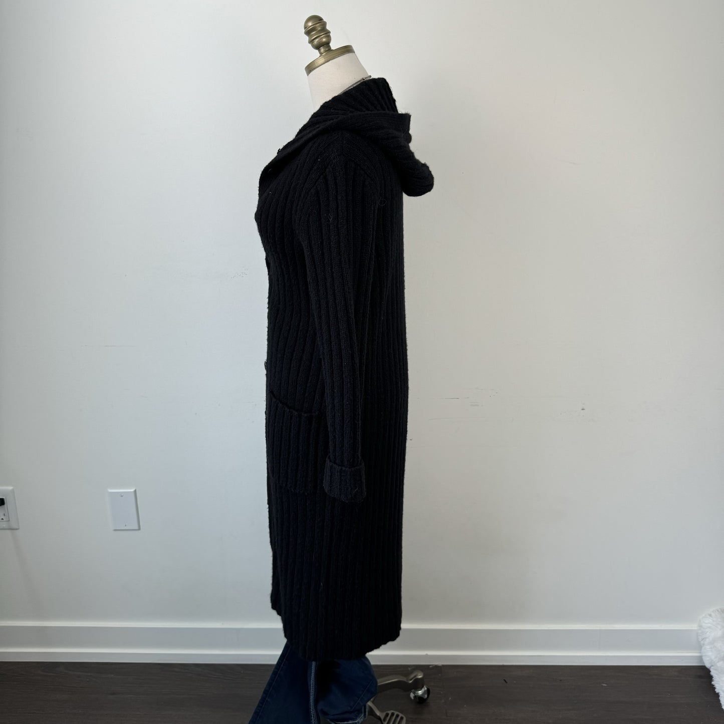 Vintage Black Fitted Button Up Maxi Cardigan – view 8