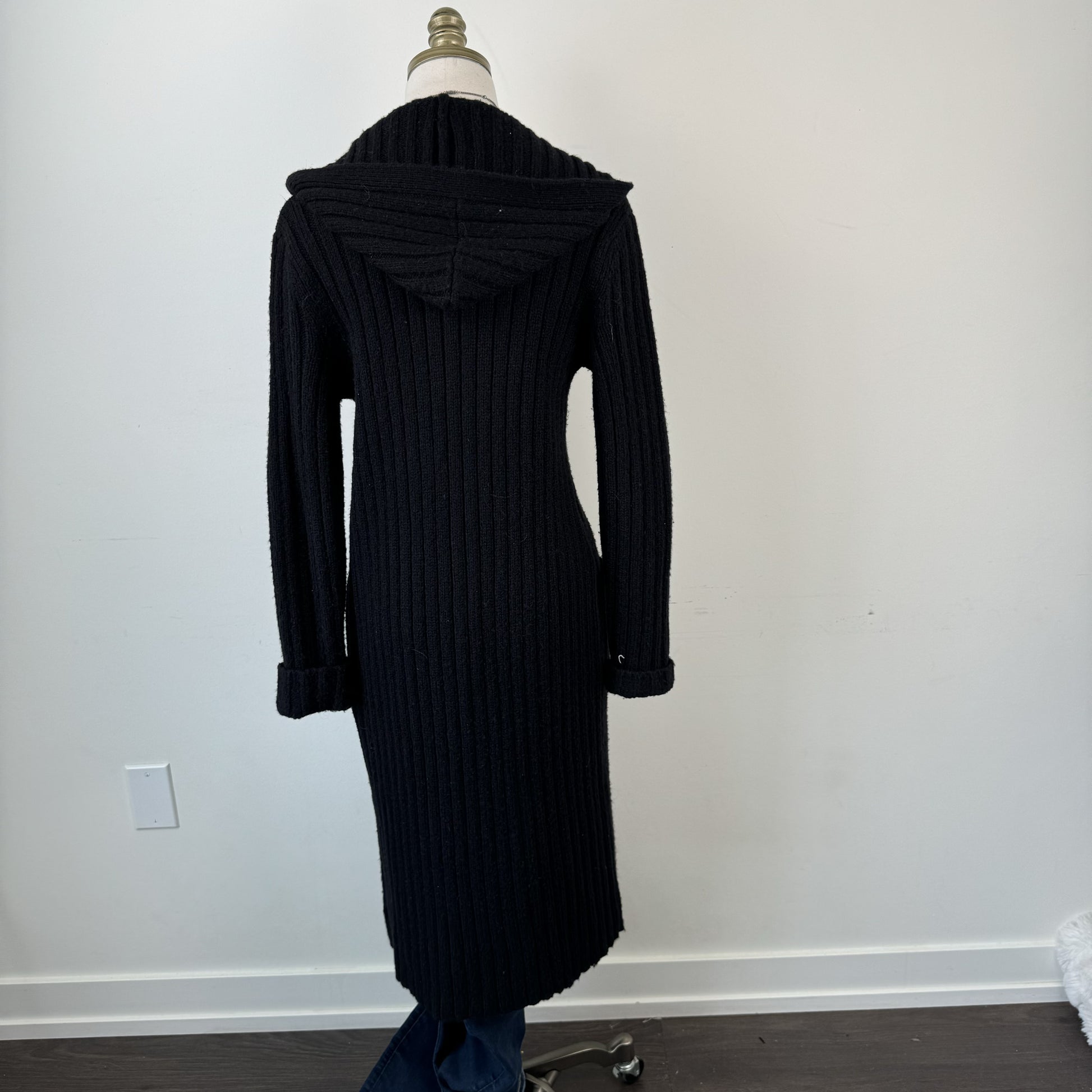 Vintage Black Fitted Button Up Maxi Cardigan – view 9
