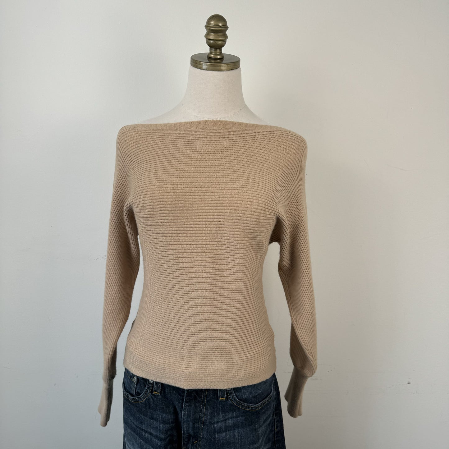 Camel Off Shoulder Dolman Sweater – view 2