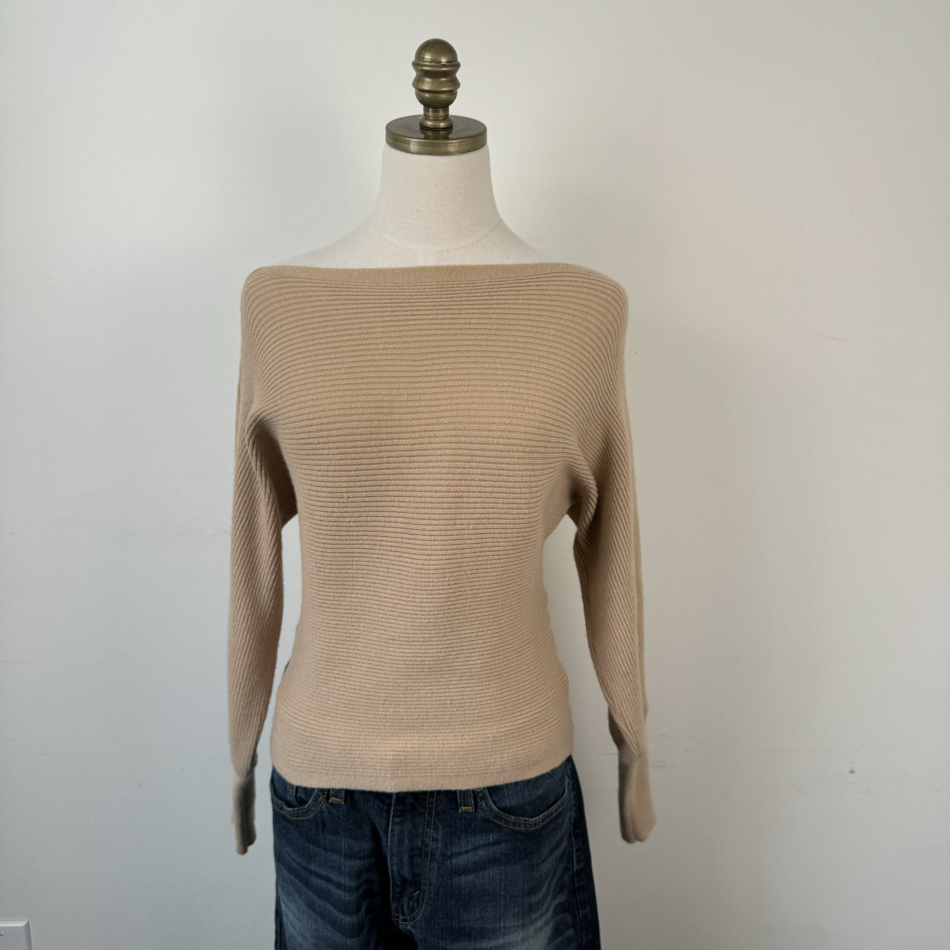 Camel Off Shoulder Dolman Sweater – view 1