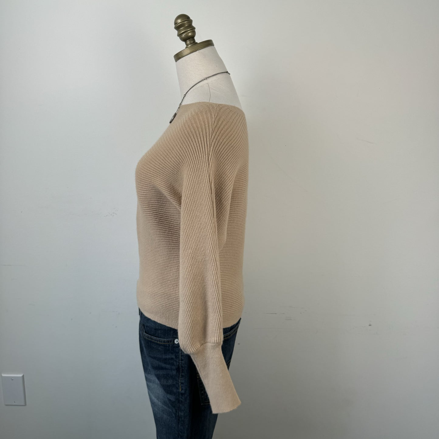 Camel Off Shoulder Dolman Sweater – view 6