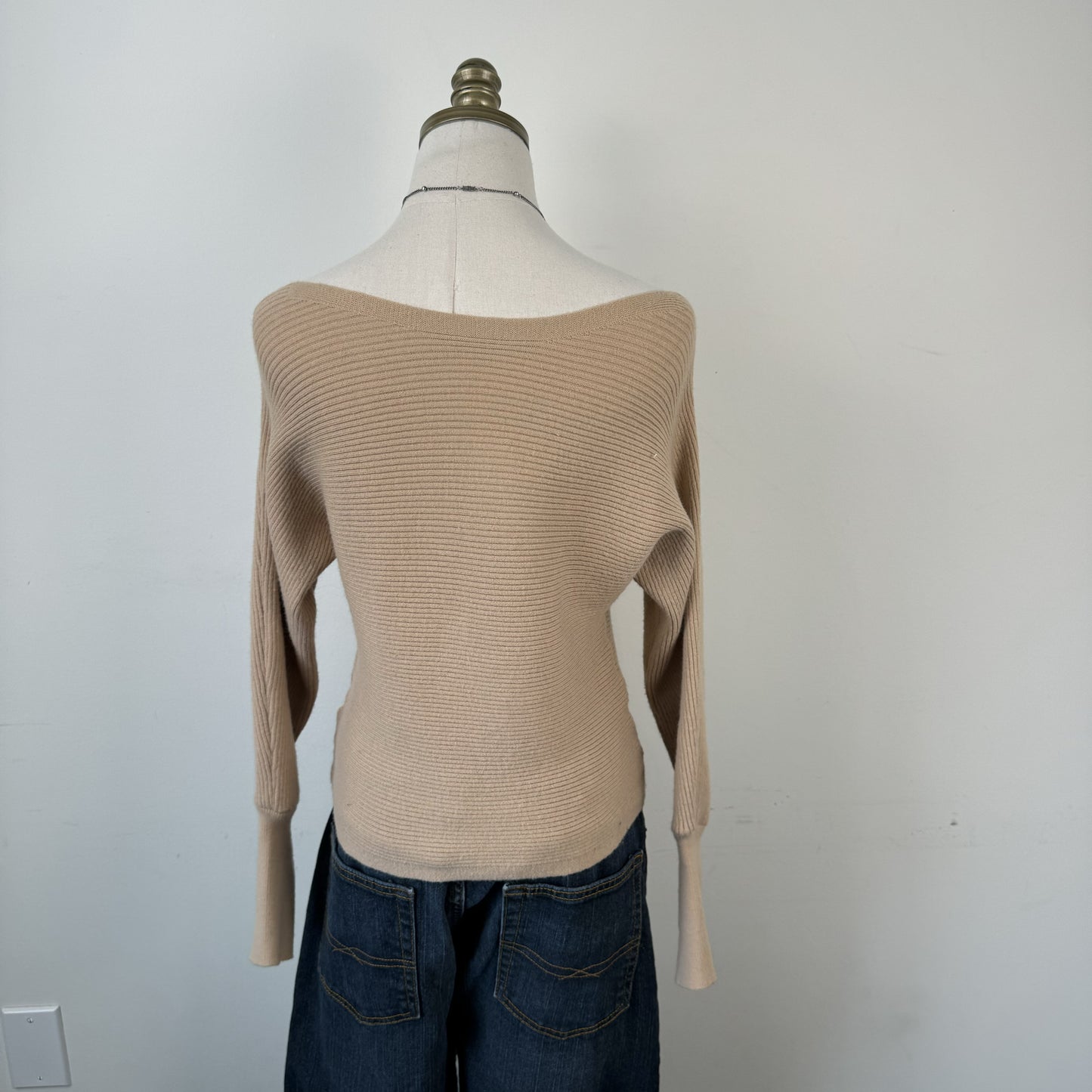 Camel Off Shoulder Dolman Sweater – view 7