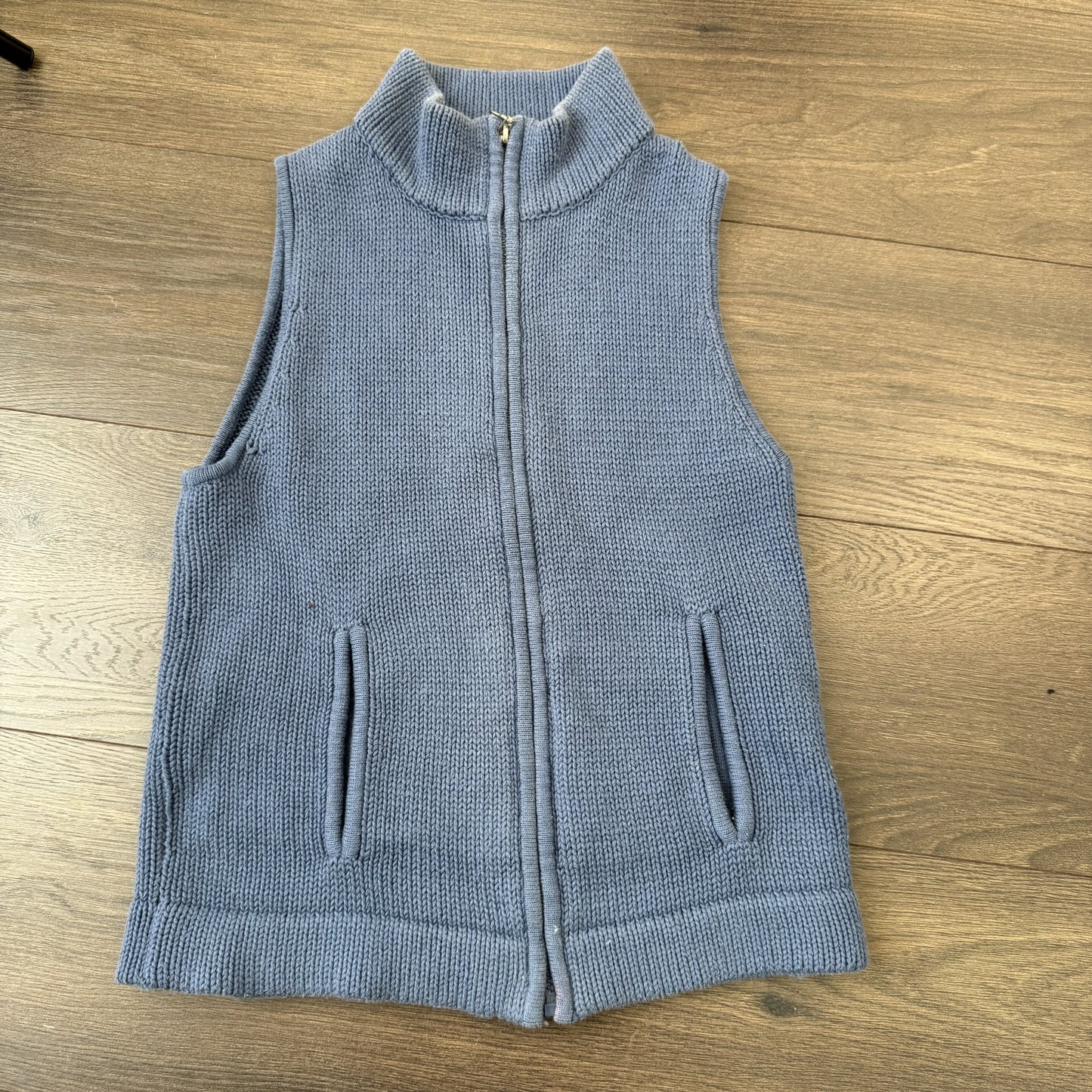 Blue Fitted Zip Up Knit Vest – view 9