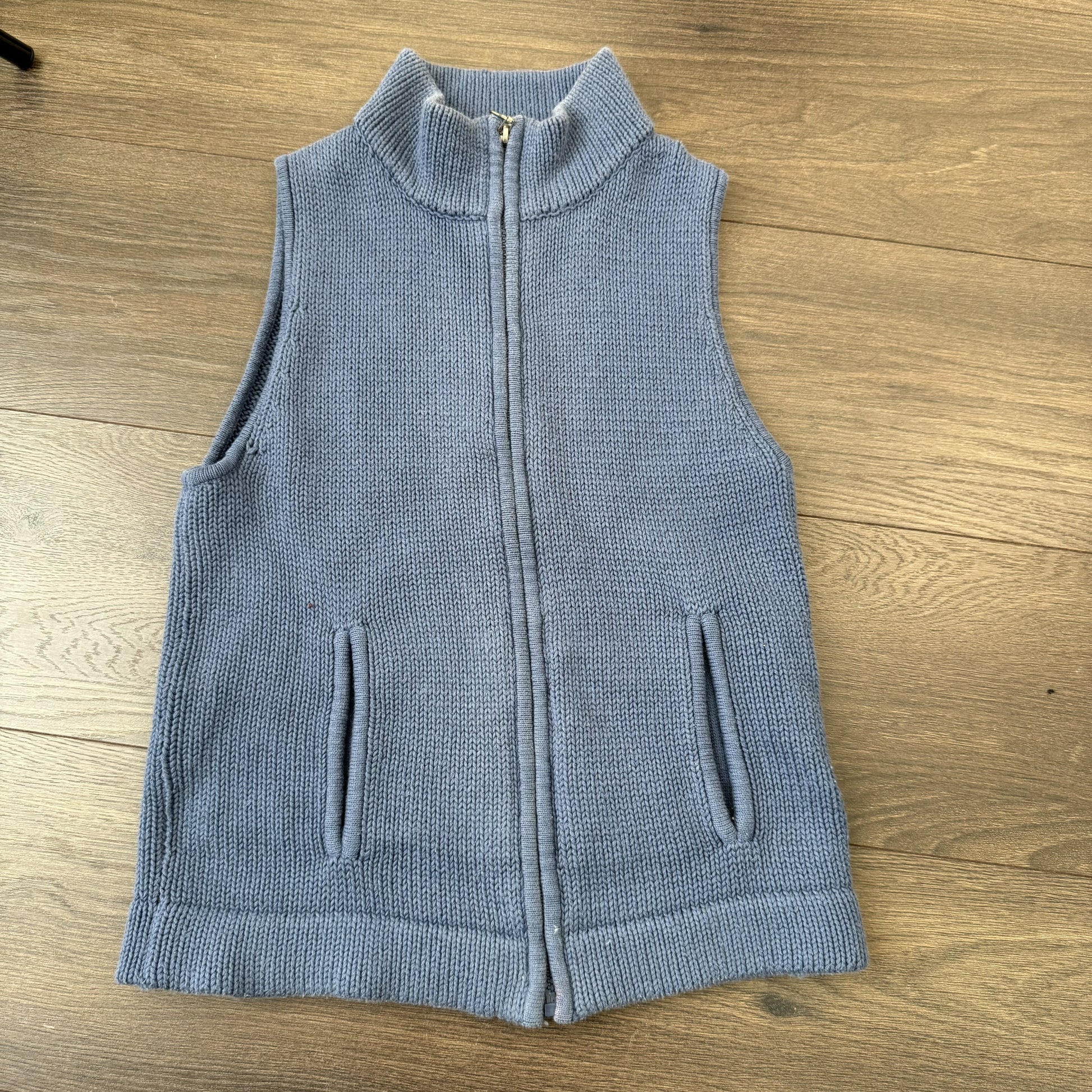 Blue Fitted Zip Up Knit Vest – view 9