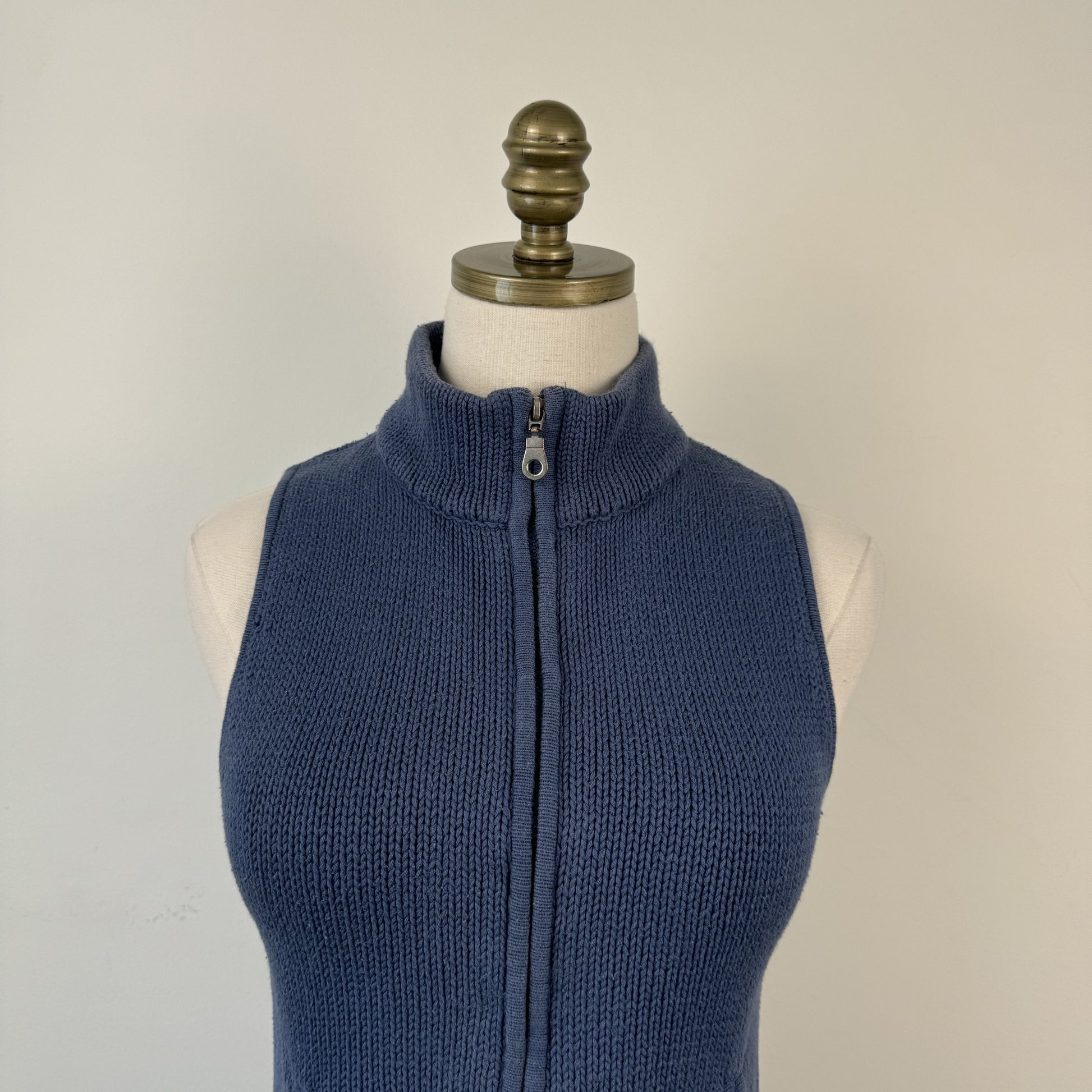 Blue Fitted Zip Up Knit Vest – view 5