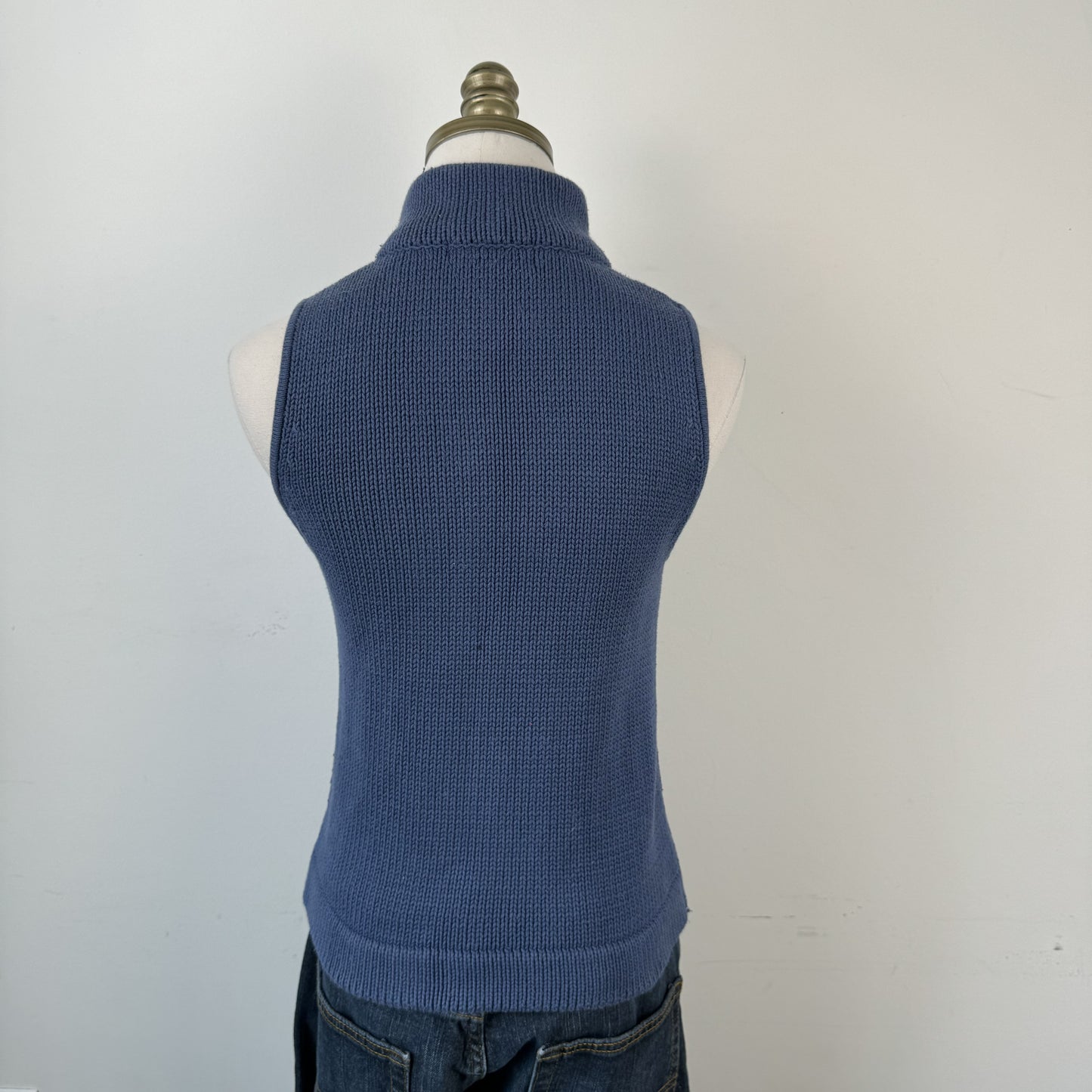 Blue Fitted Zip Up Knit Vest – view 7