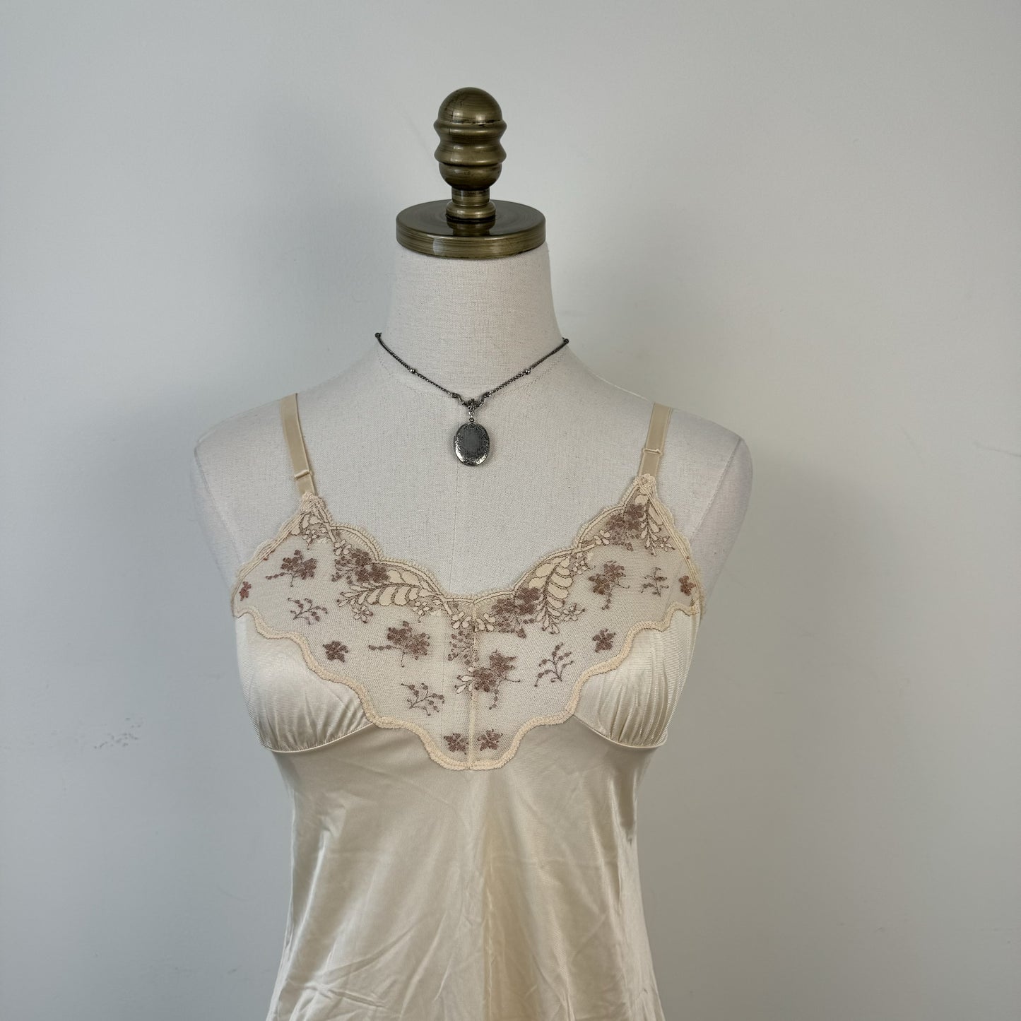 Cream Silk Satin Babydoll Slip Dress – view 3