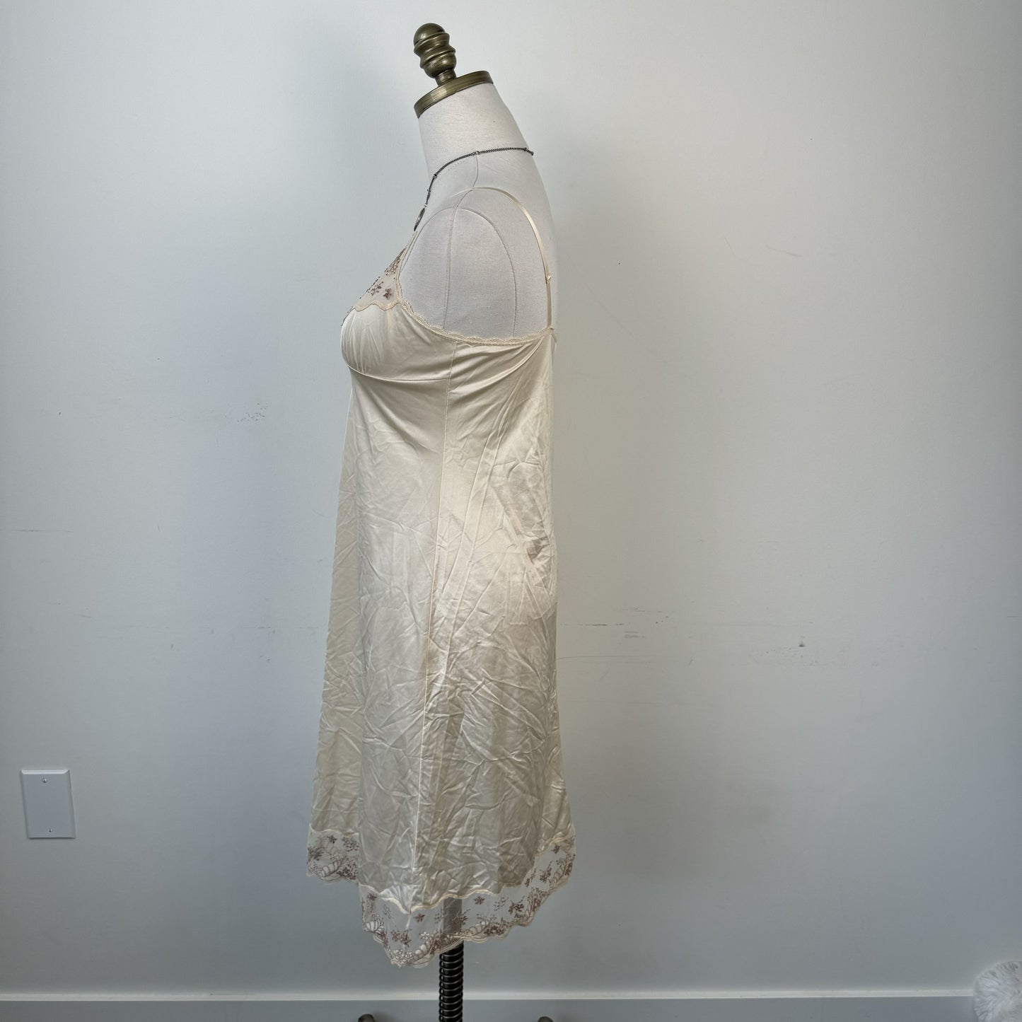 Cream Silk Satin Babydoll Slip Dress – view 5