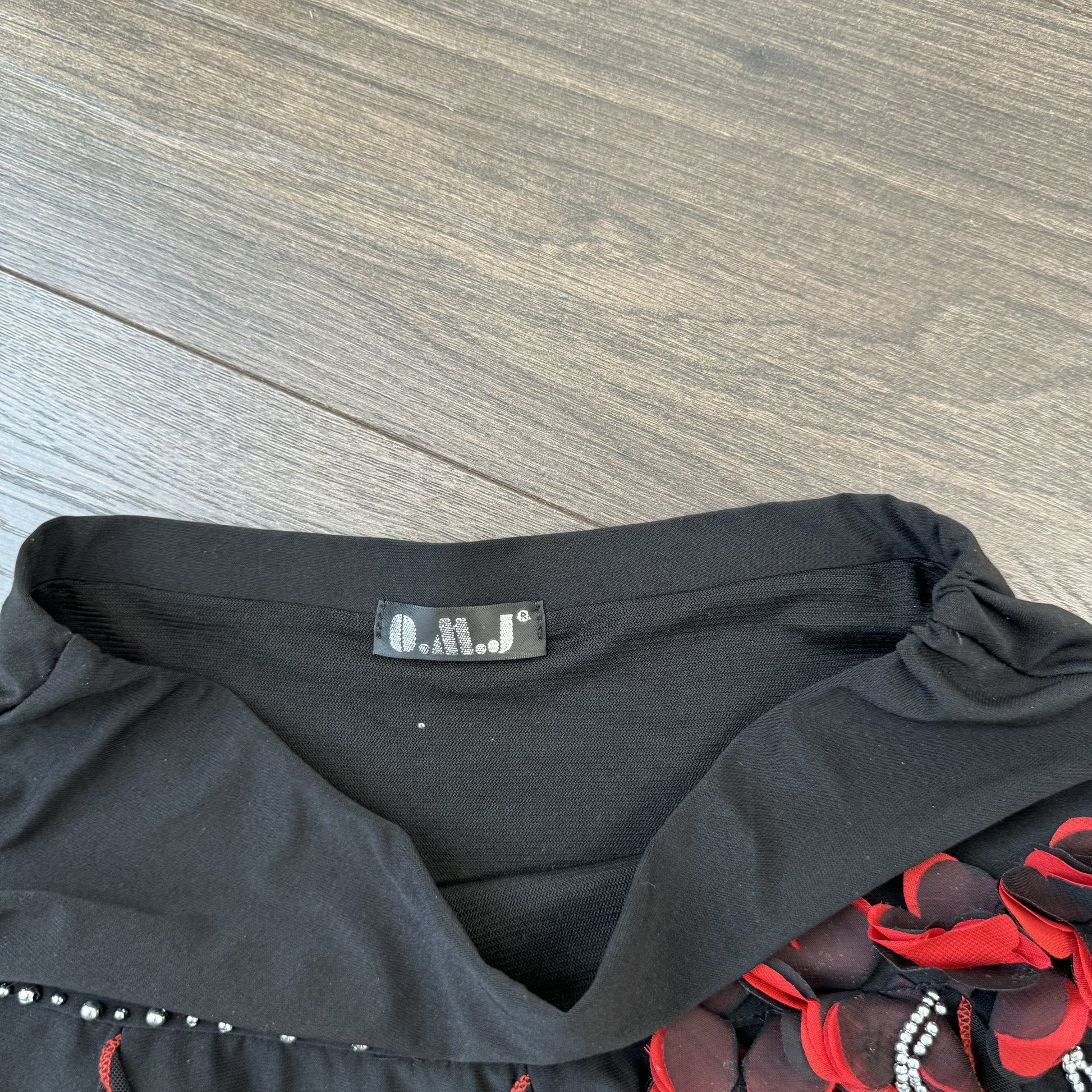 Y2K Black Embellished Lace and Floral Mini Skirt – view 2