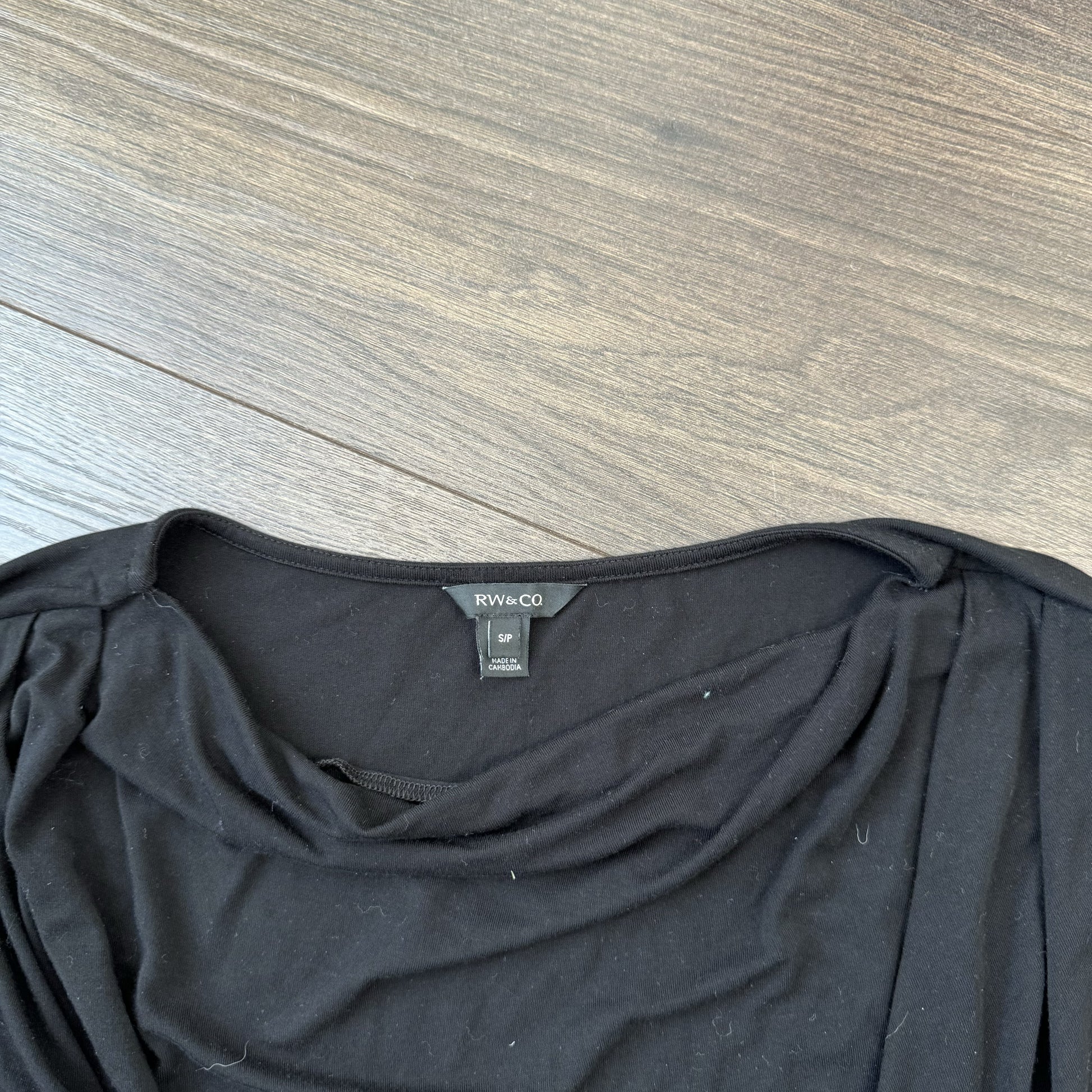 Black Off Shoulder Cowl Neck Short Sleeve Top – view 8