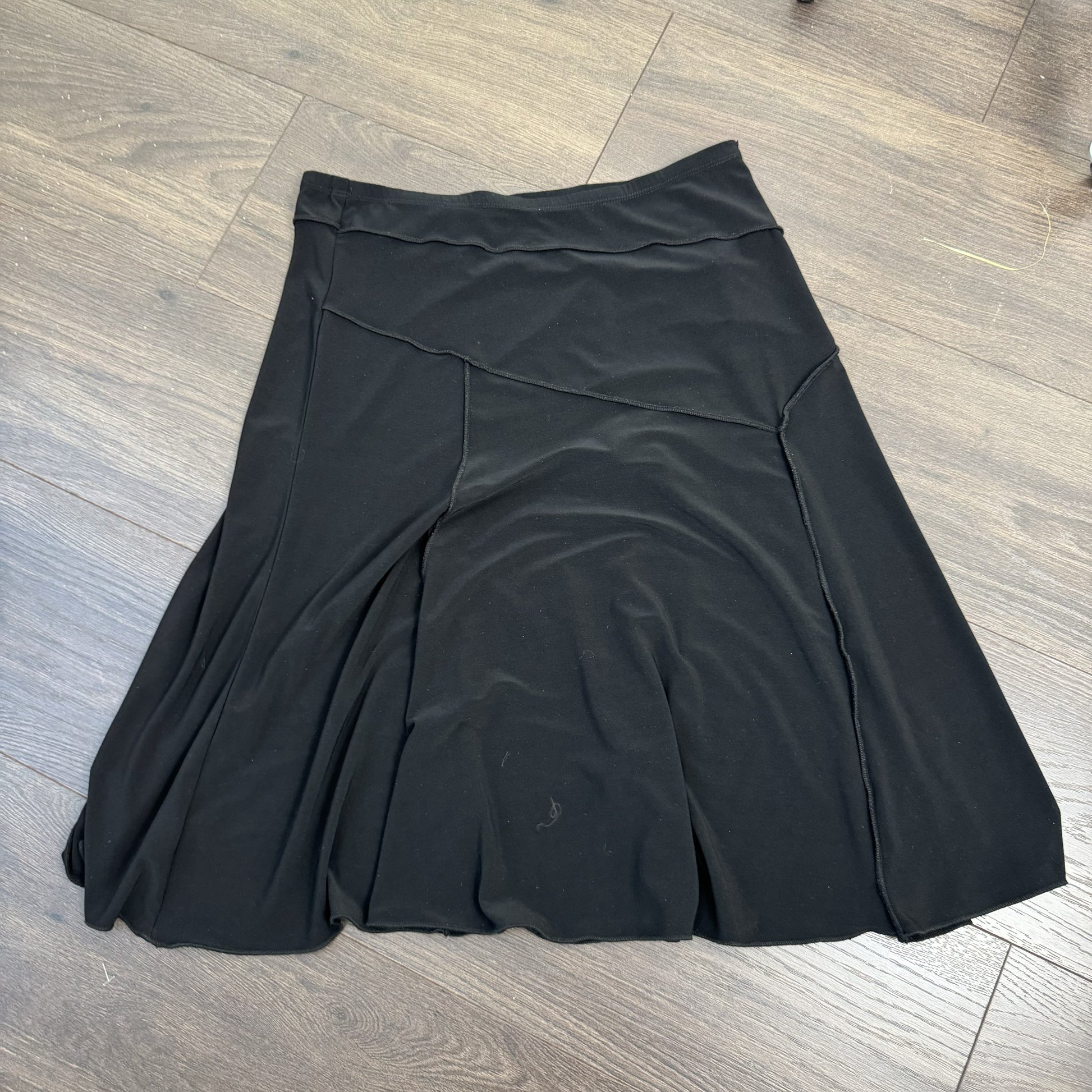 Vintage Black Contrast Stitch Flared Midi Skirt – view 5
