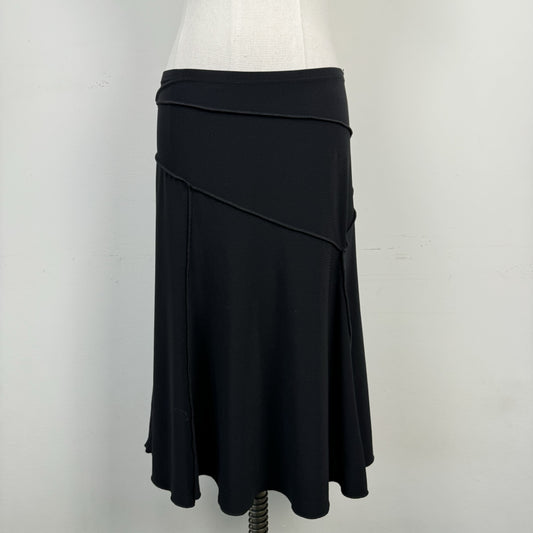 Vintage Black Contrast Stitch Flared Midi Skirt – view 1