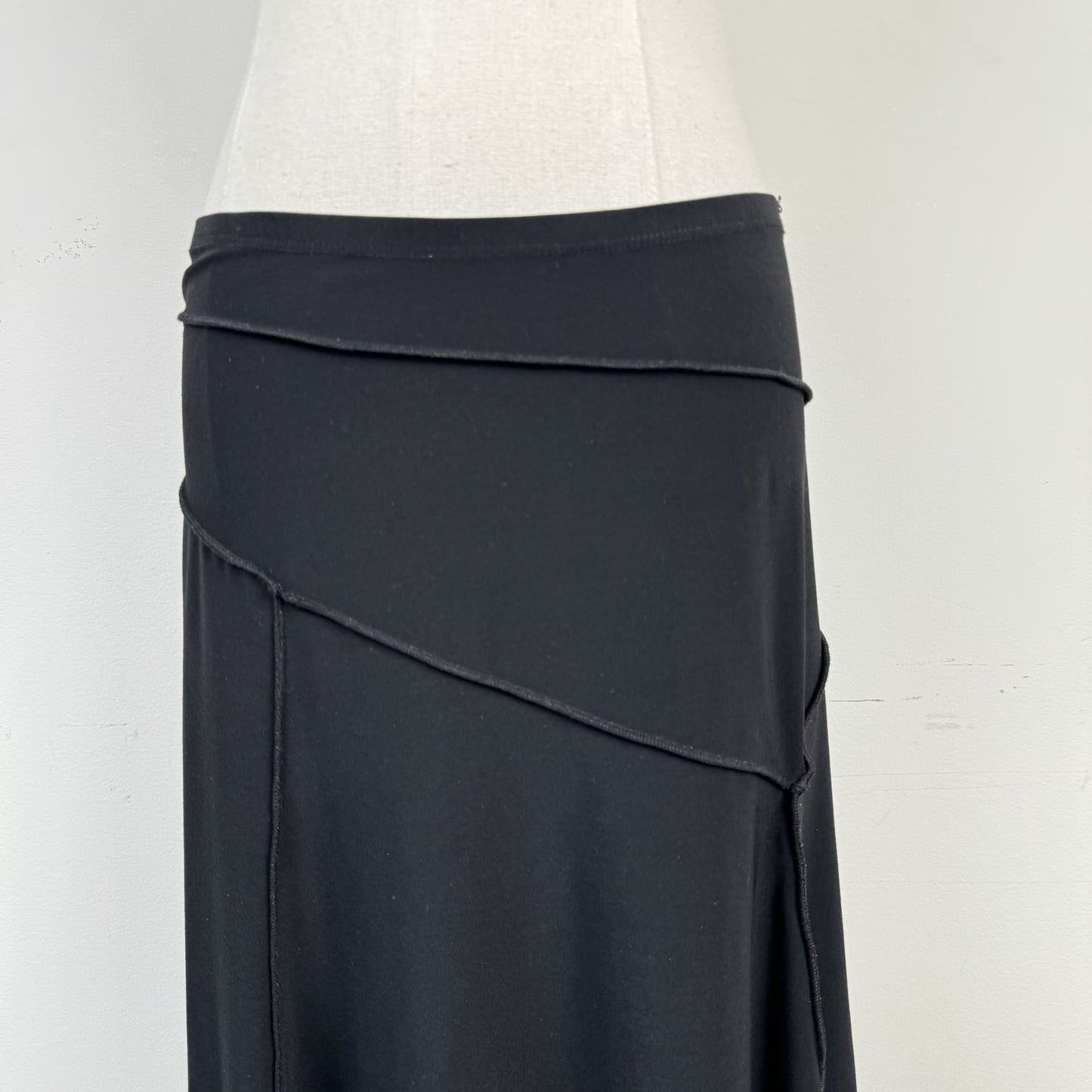 Vintage Black Contrast Stitch Flared Midi Skirt – view 2
