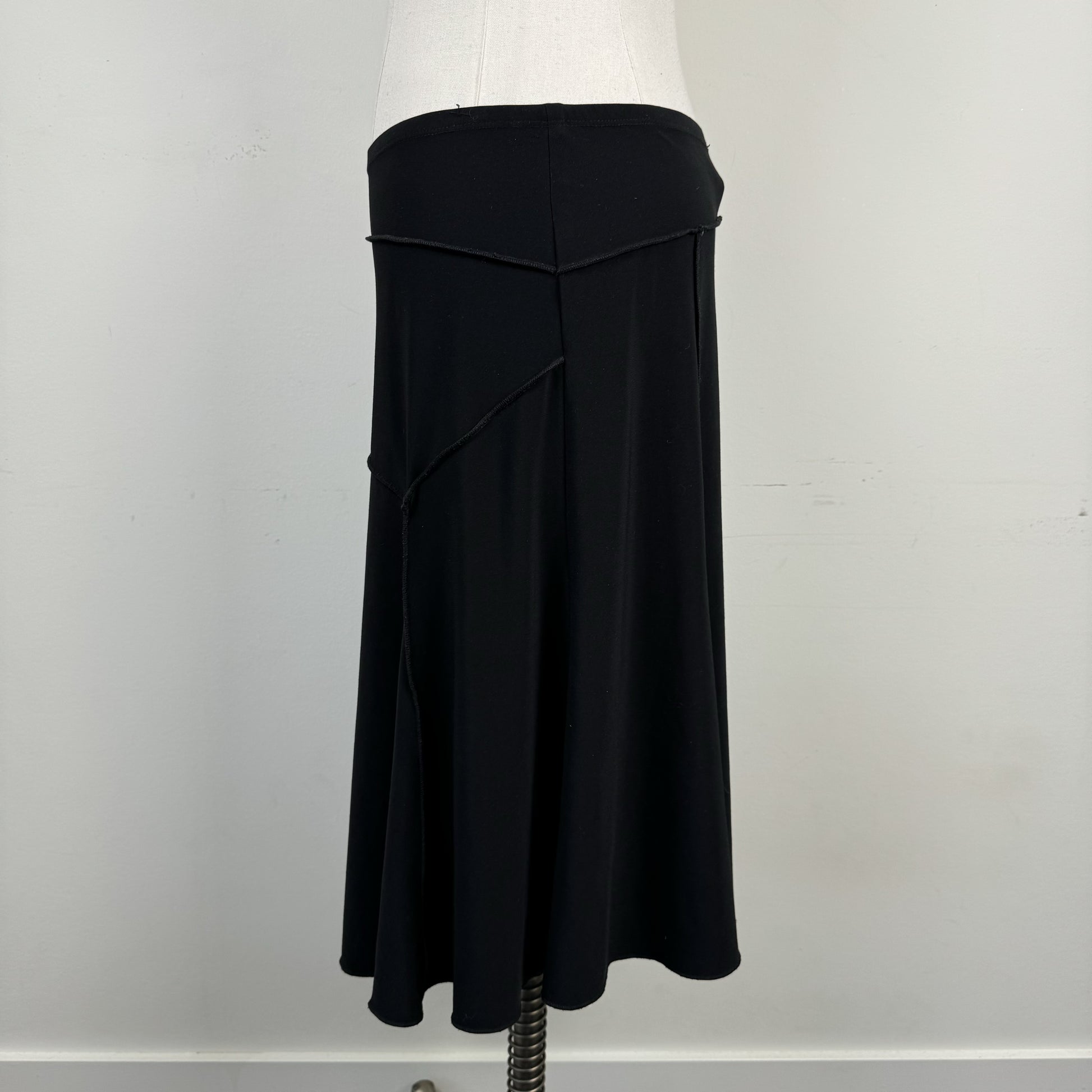 Vintage Black Contrast Stitch Flared Midi Skirt – view 3